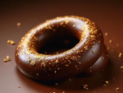 Chocolate Donut With Edible Gold Flakes