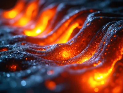 Abstract Glowing Molten Lava Waves Background