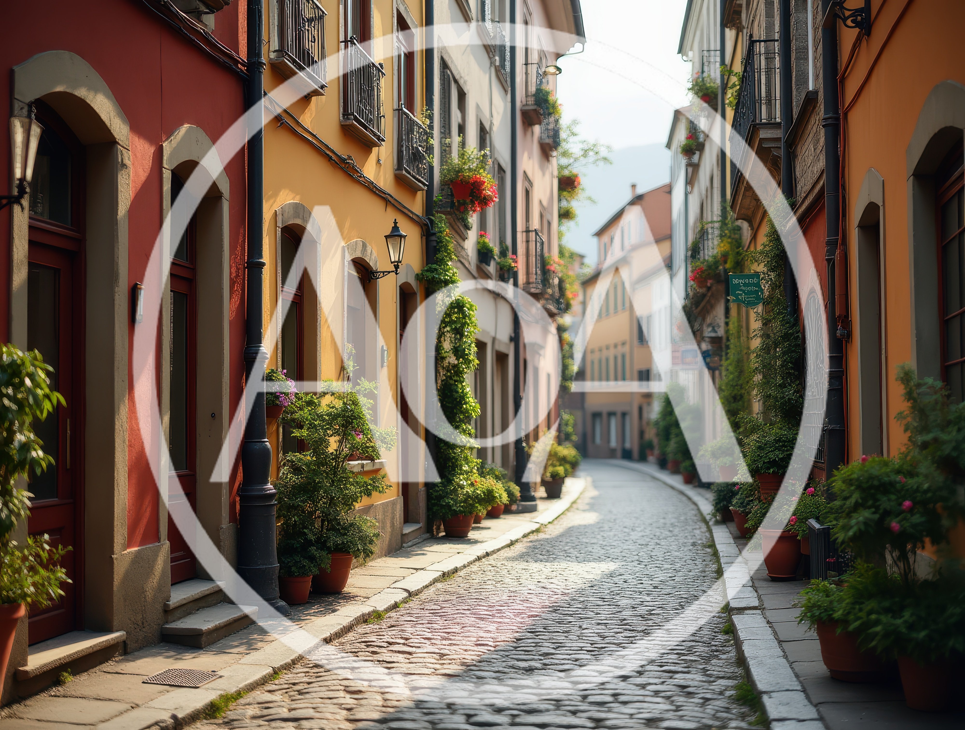Cobblestone Street in a Charming European Town