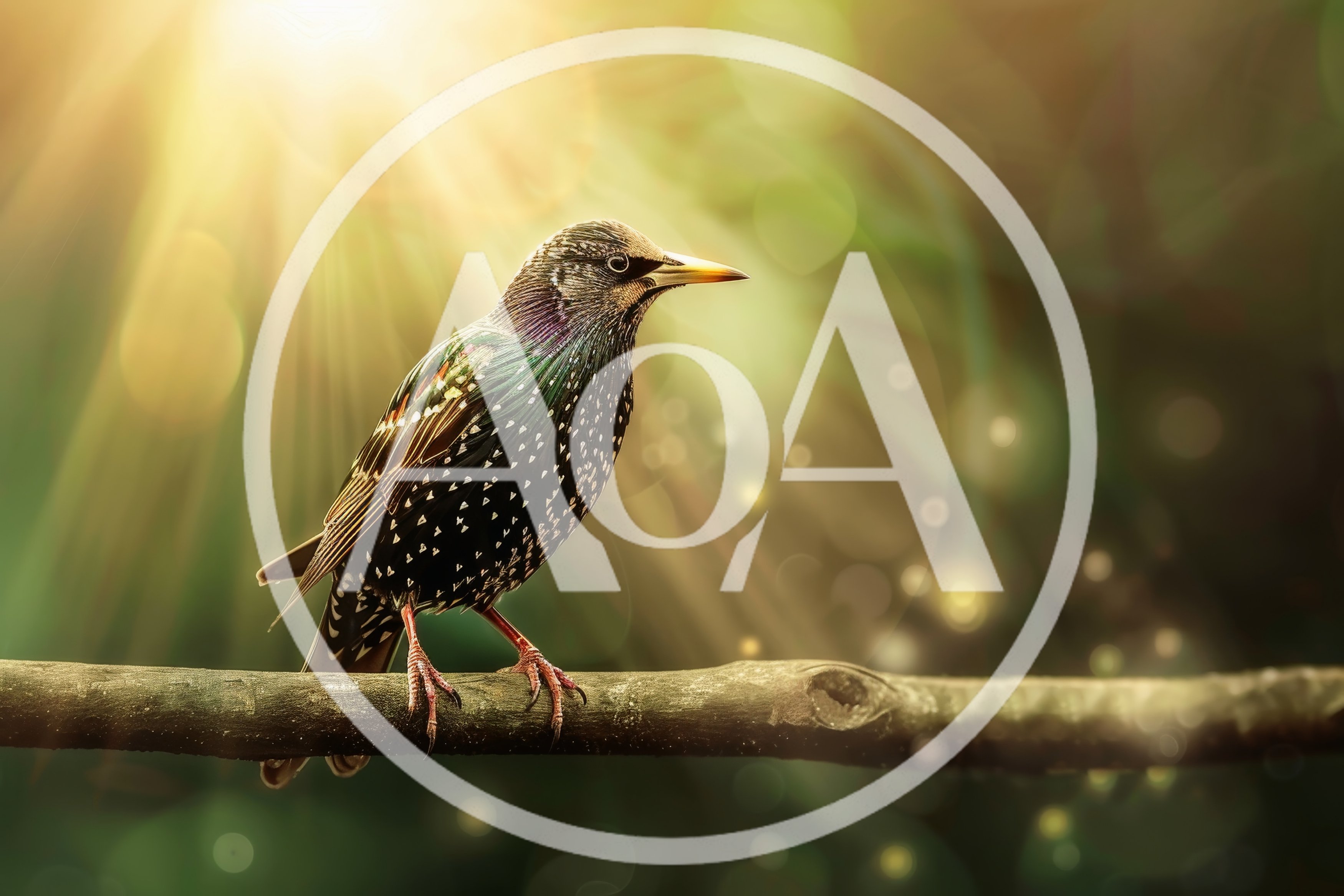 Common Starling Perched on a Branch in Sunlight
