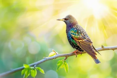 Common Starling Perched On A Tree Branch
