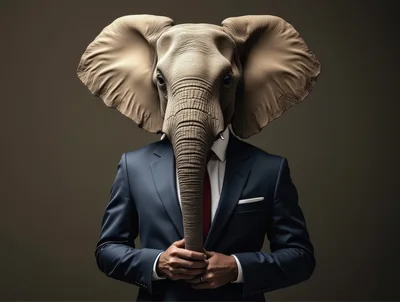 Anthropomorphic Elephant Businessman In A Formal Suit