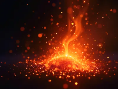 Glowing Golden Particles Rising From A Mound