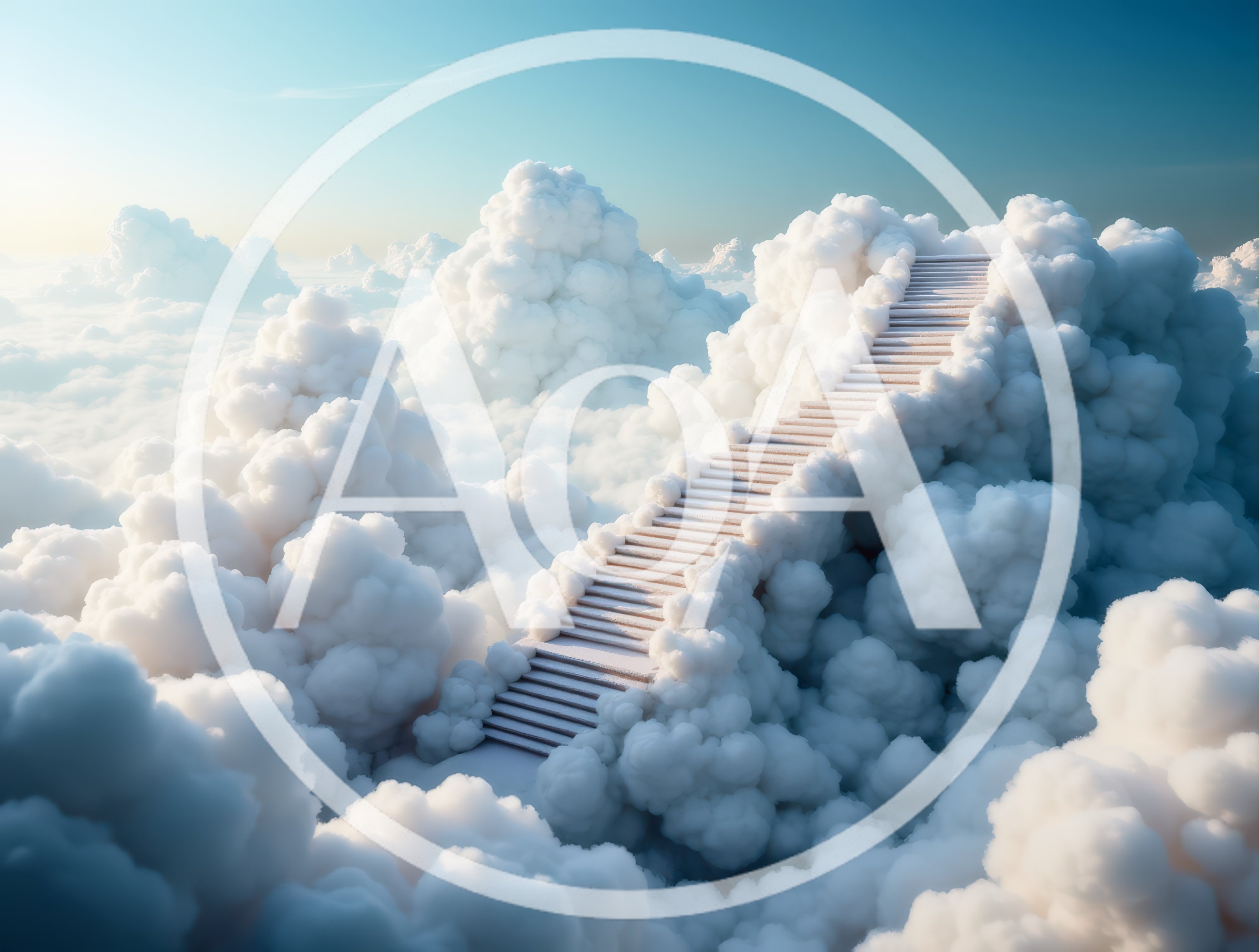 Stairway Leading Into Dreamy White Clouds