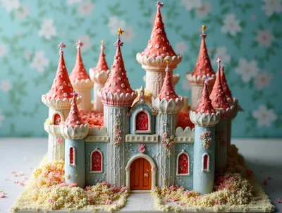 Elaborate Fairy Tale Castle Cake With Pink Turrets