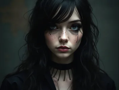 Portrait Of A Young Woman With Gothic Makeup