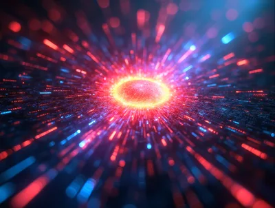 Abstract Digital Data Stream With Glowing Central Core