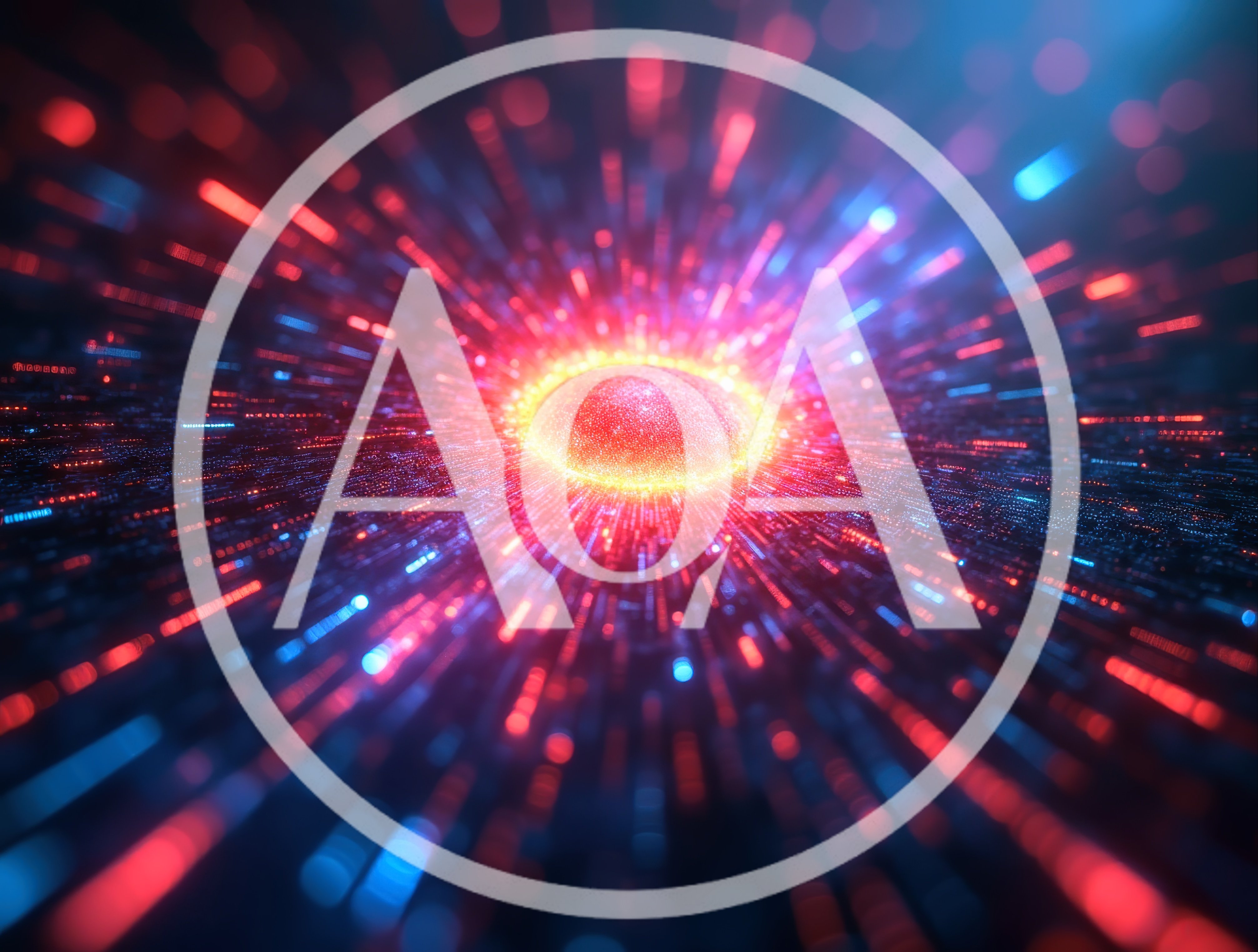 Abstract Digital Data Stream With Glowing Central Core