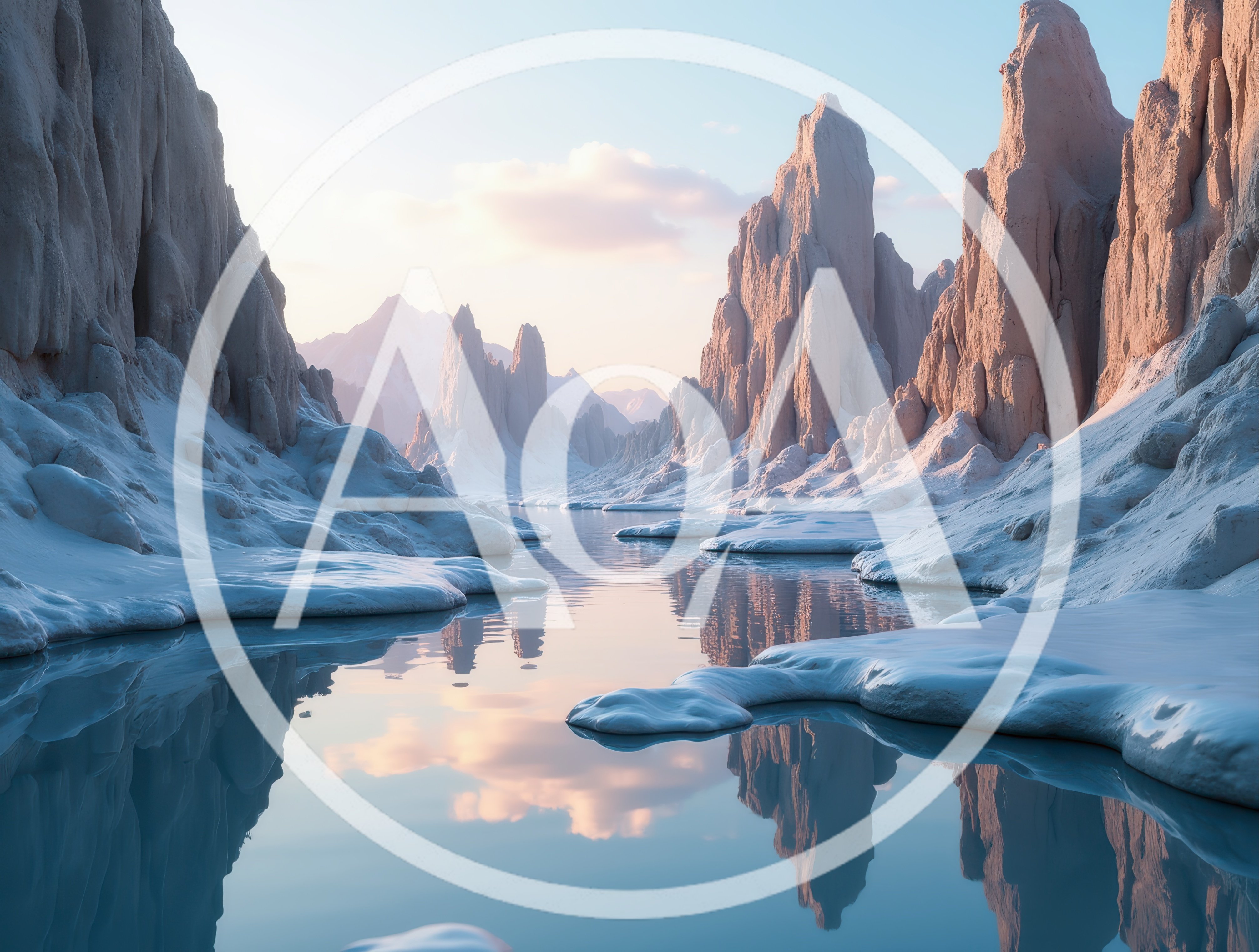 Serene Glacial Landscape With Towering Rock Formations