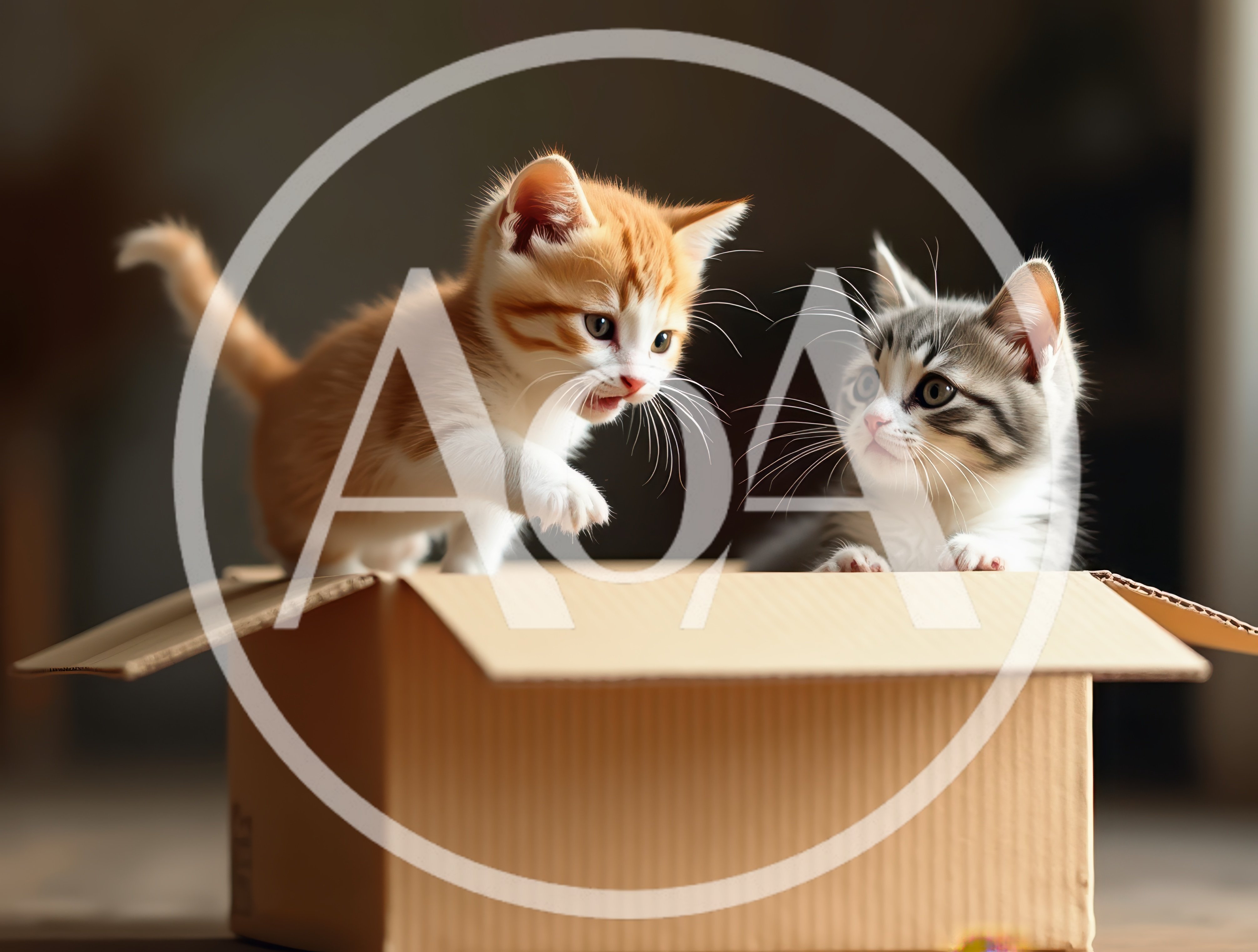 Two Cute Kittens Playing Inside A Cardboard Box