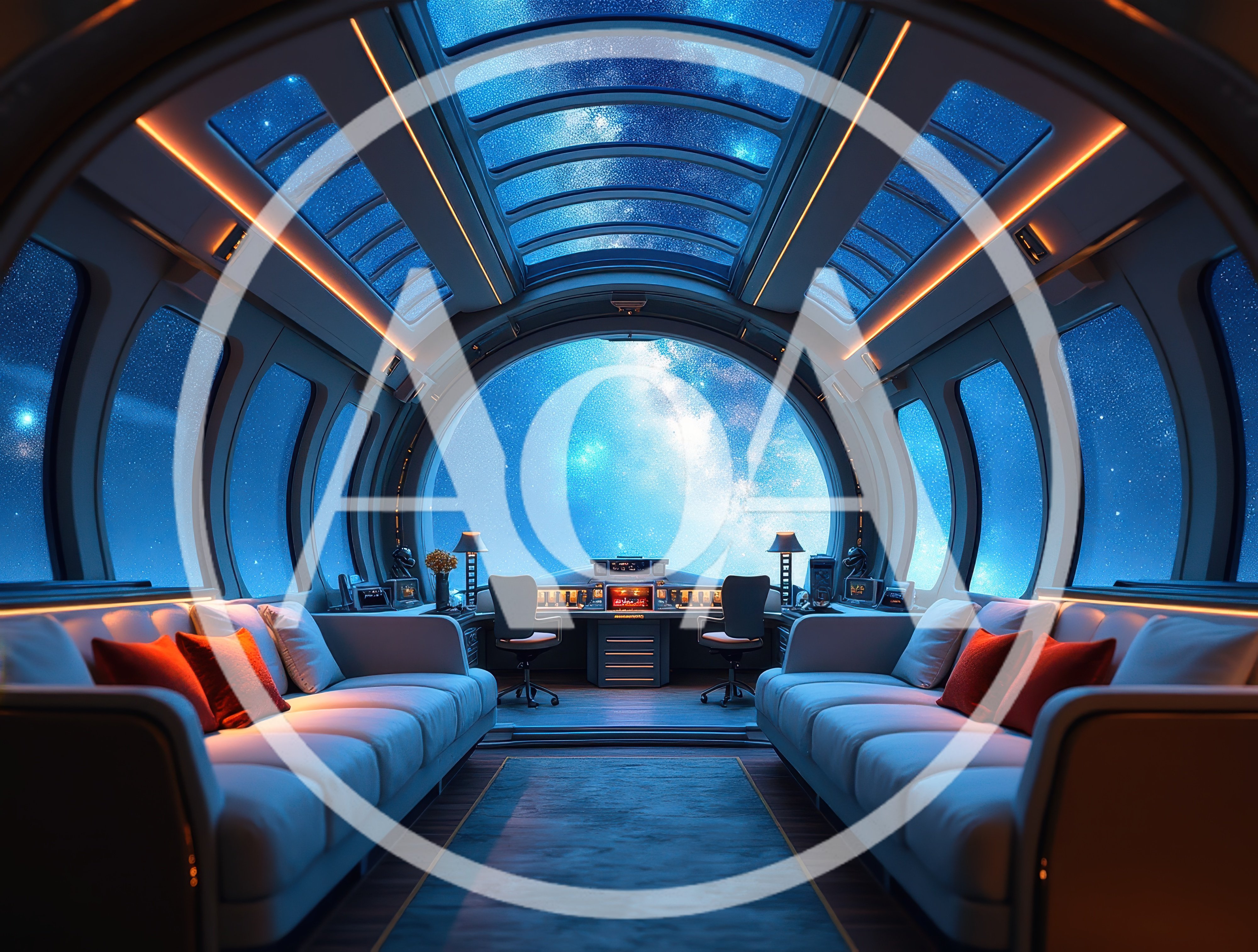 Futuristic Spaceship Observation Lounge With Milky Way View