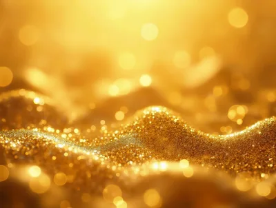 Abstract Golden Glitter Waves Background