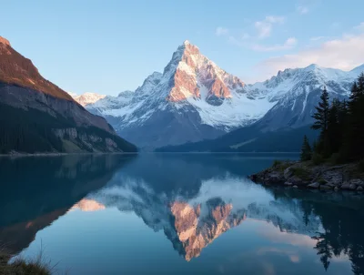 Mount Assiniboine Reflected In Lake Magog At Sunrise