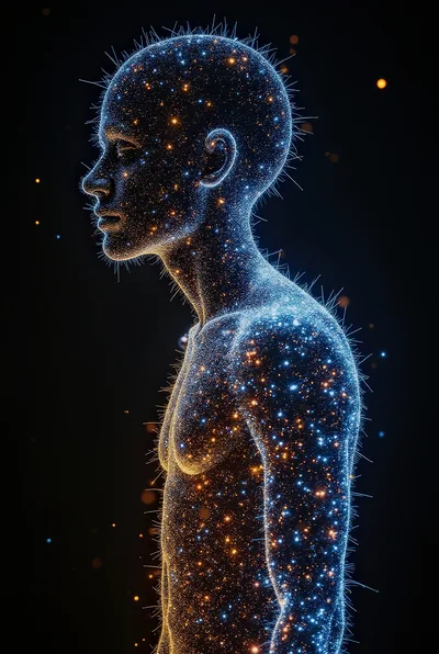 Cosmic Human Silhouette Formed From Glowing Star Particles