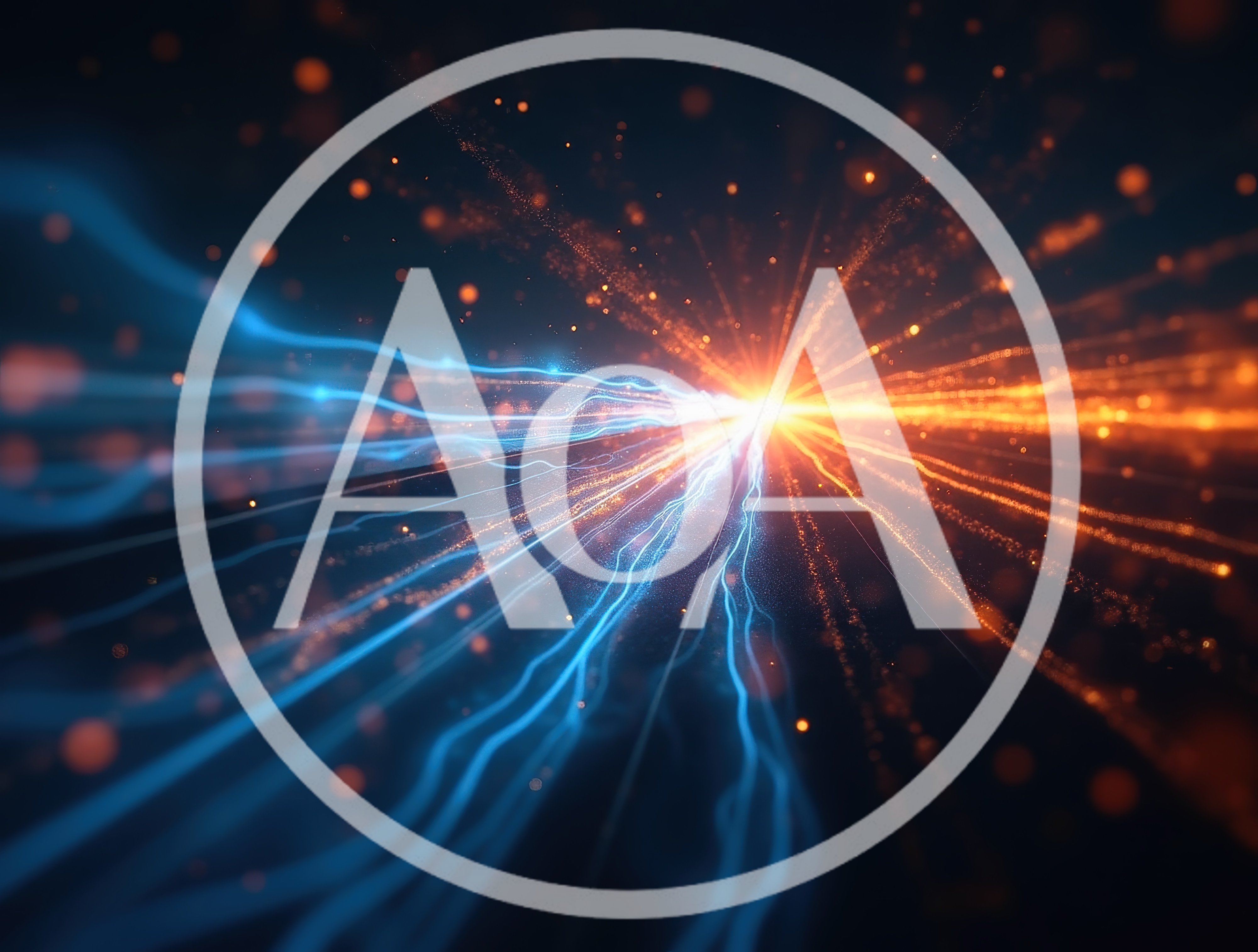 Abstract Digital Energy Flow With Blue And Orange Particles