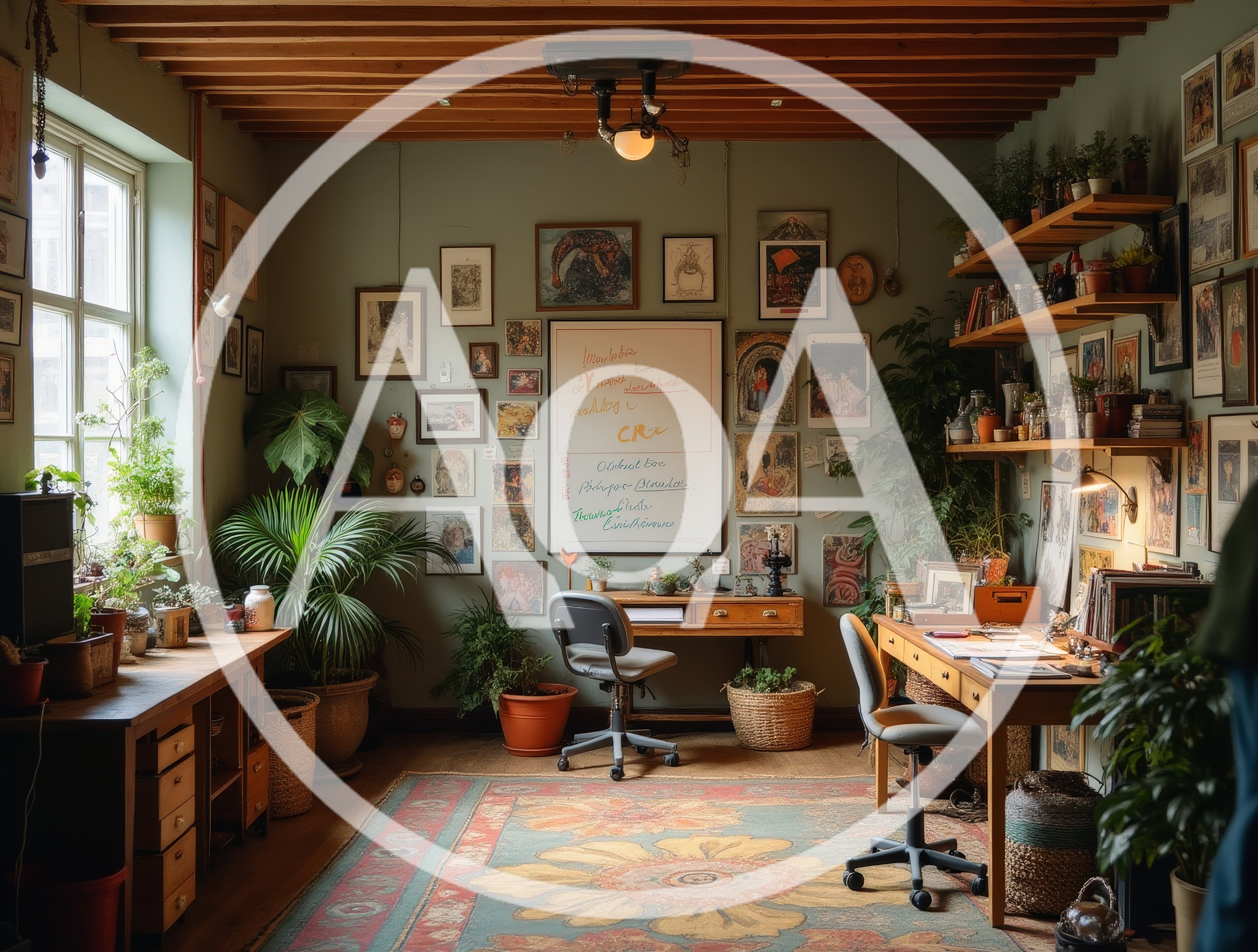 Cozy Home Office With Plants And Art