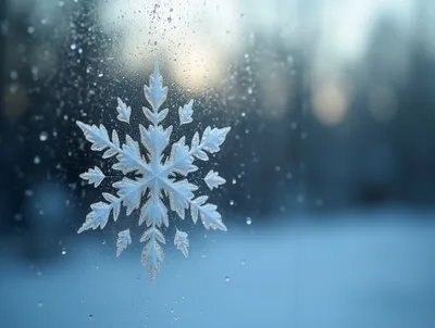 Frosty Snowflake Pattern On A Cold Windowpane