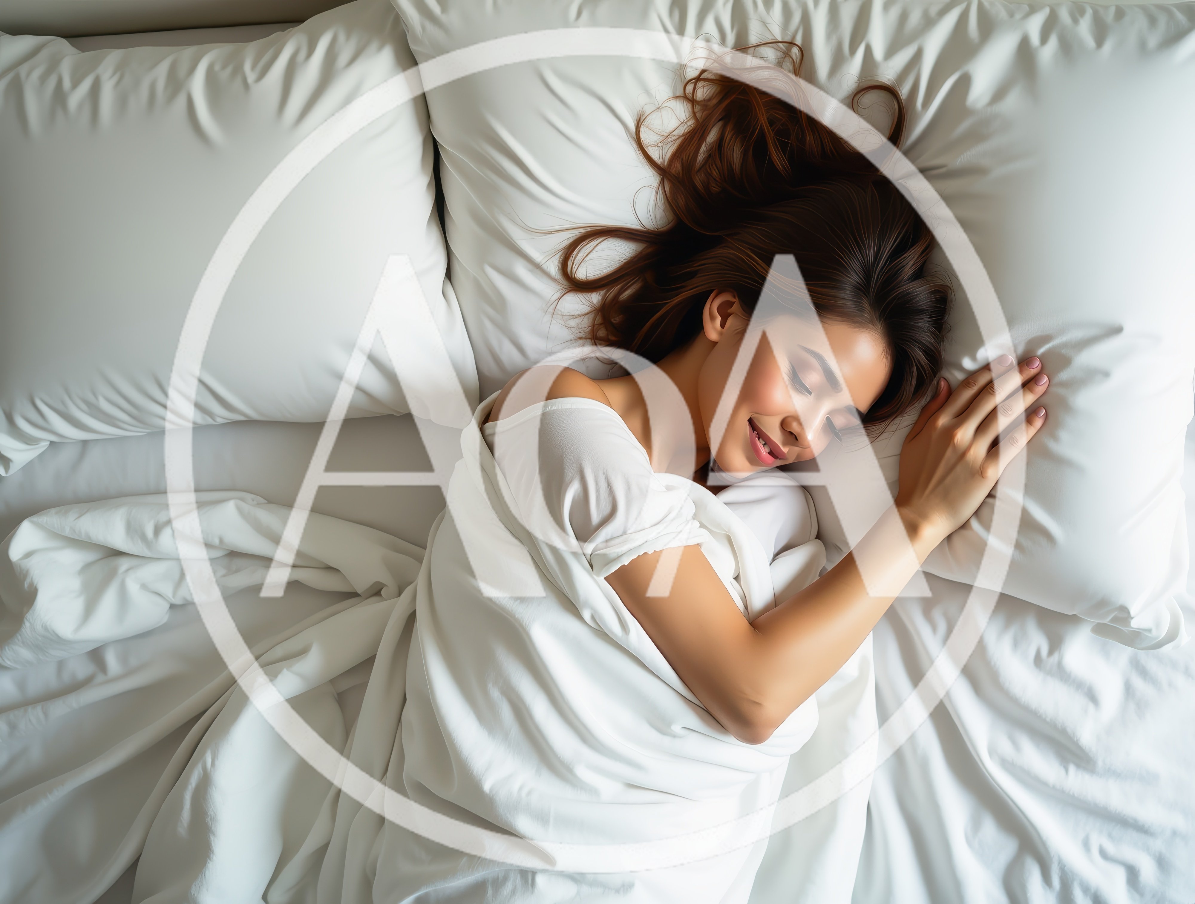 Young Woman Sleeping Peacefully In A White Bed