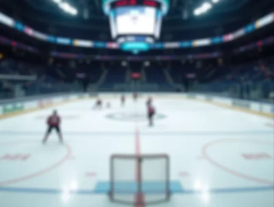 Professional Ice Hockey Players Practicing On Arena Rink
