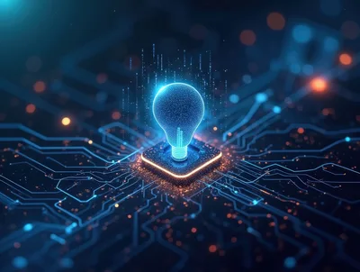 Digital Light Bulb Concept On Circuit Board