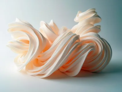 Abstract Swirling Fabric Sculpture On White Background