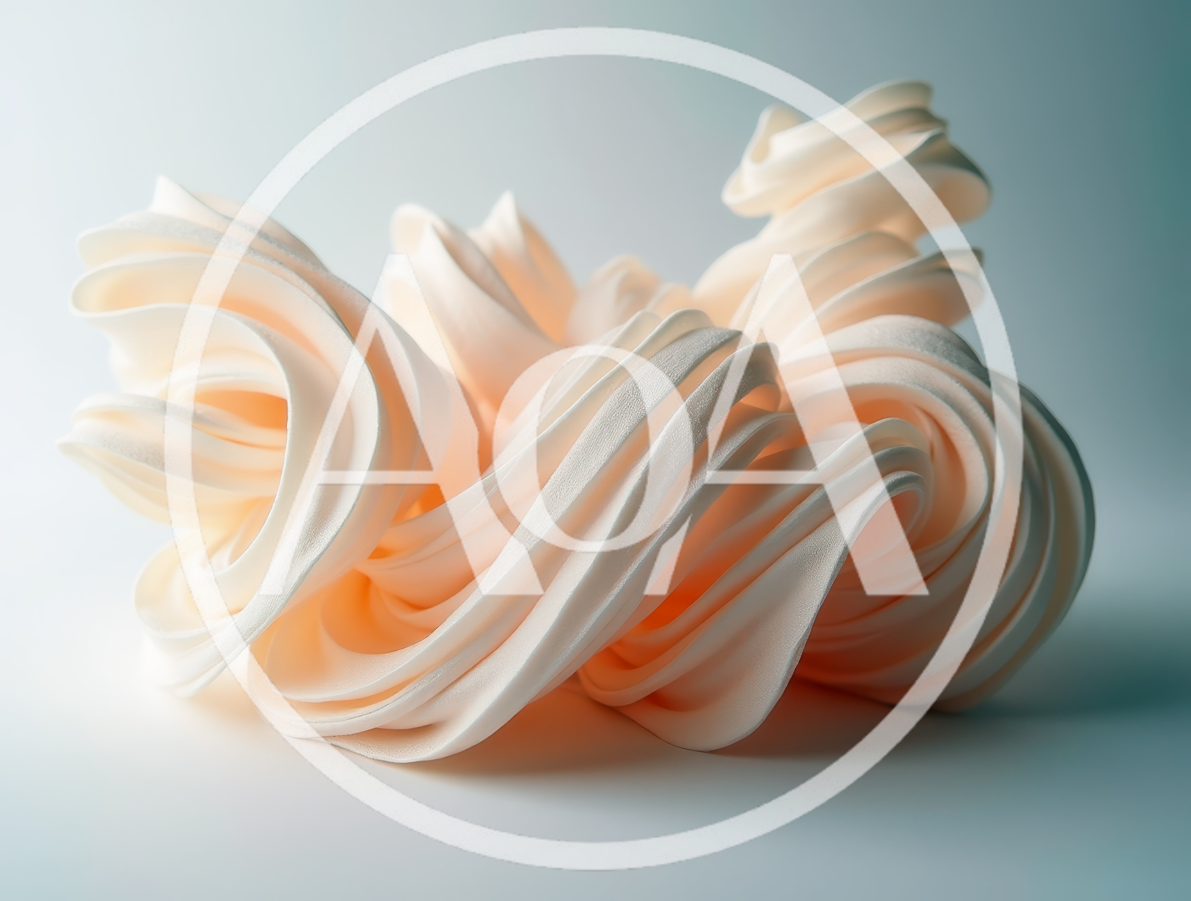Abstract Swirling Fabric Sculpture On White Background