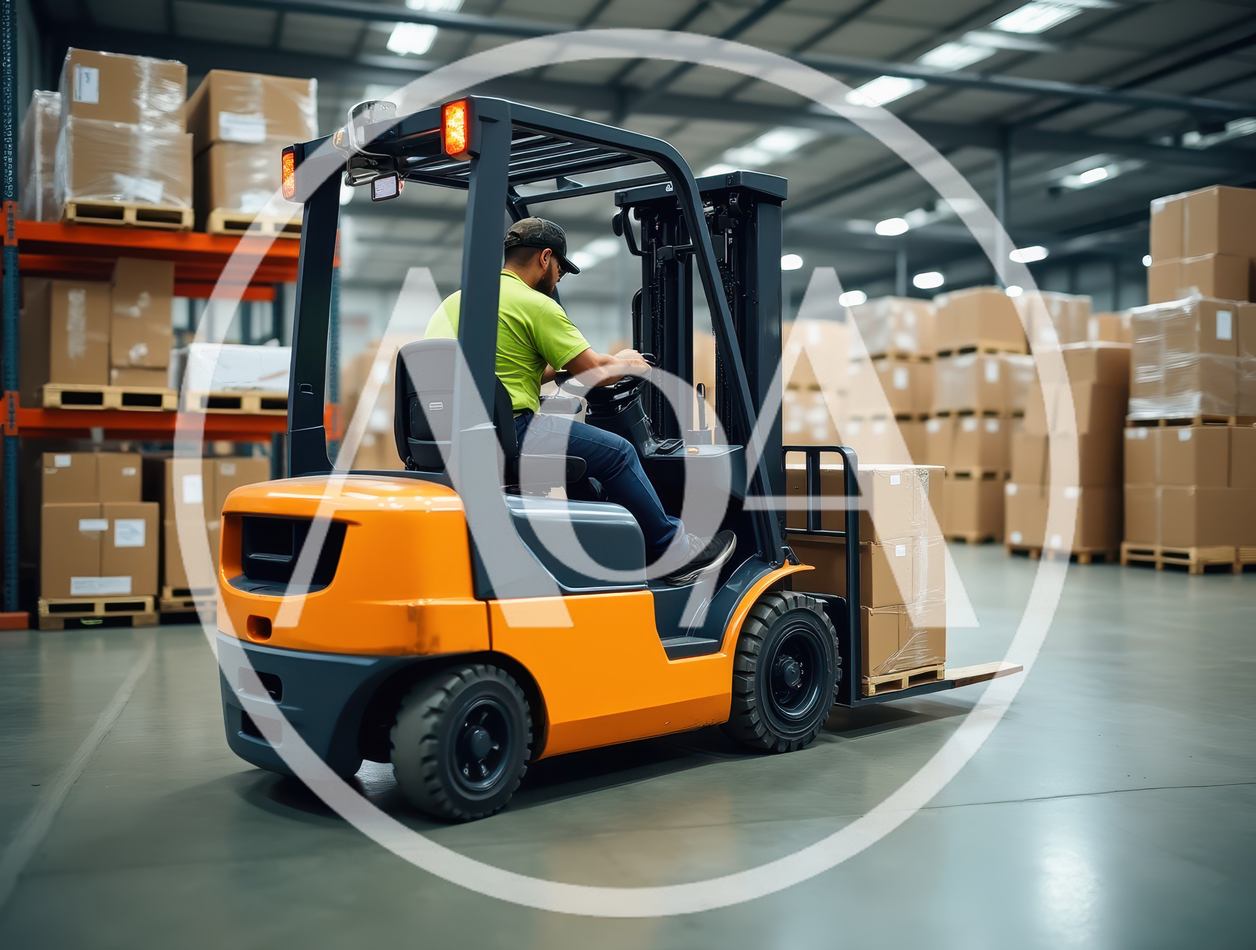 Warehouse Worker Operating A Forklift In A Distribution Center