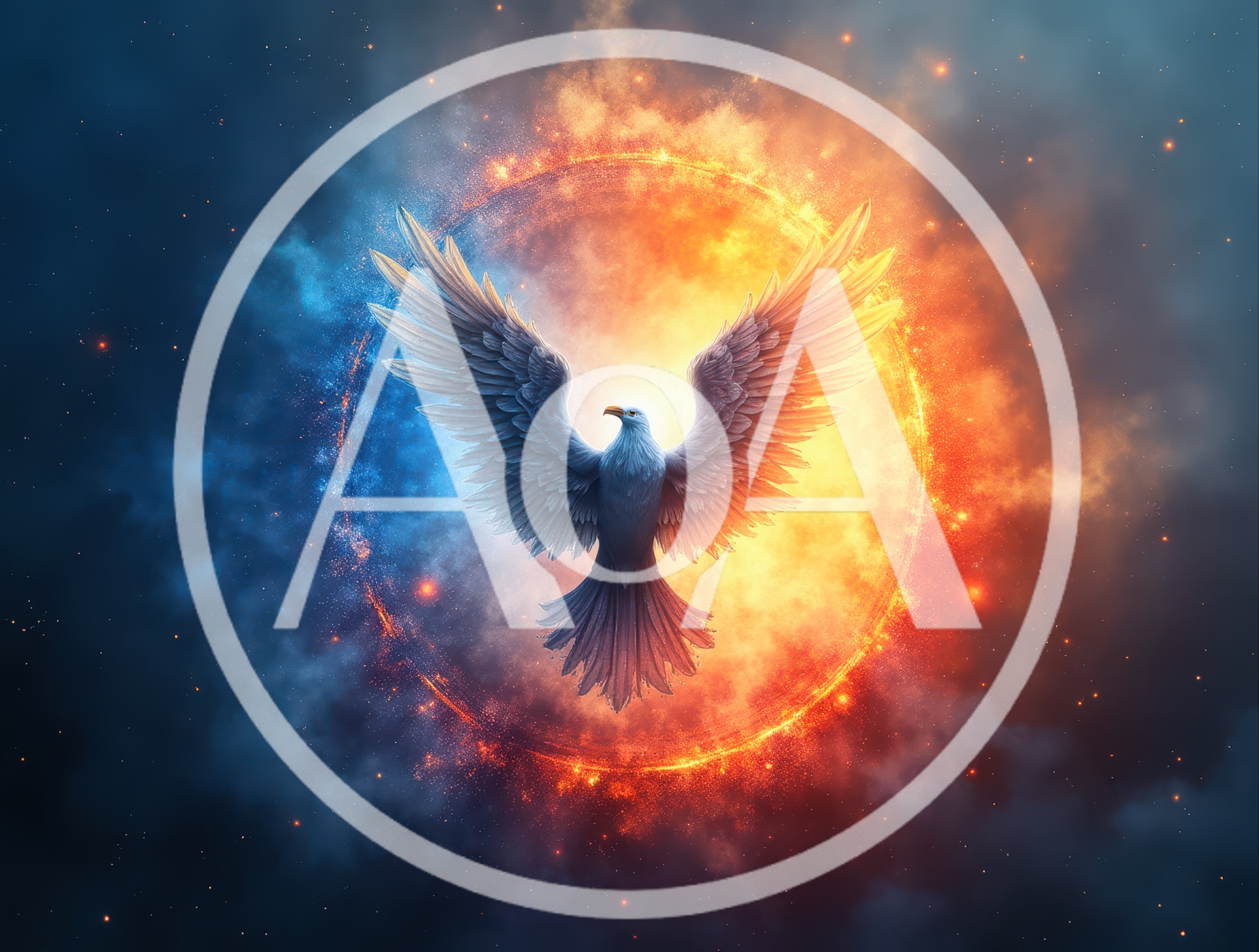 Majestic Eagle Soaring Through A Cosmic Fire Ring