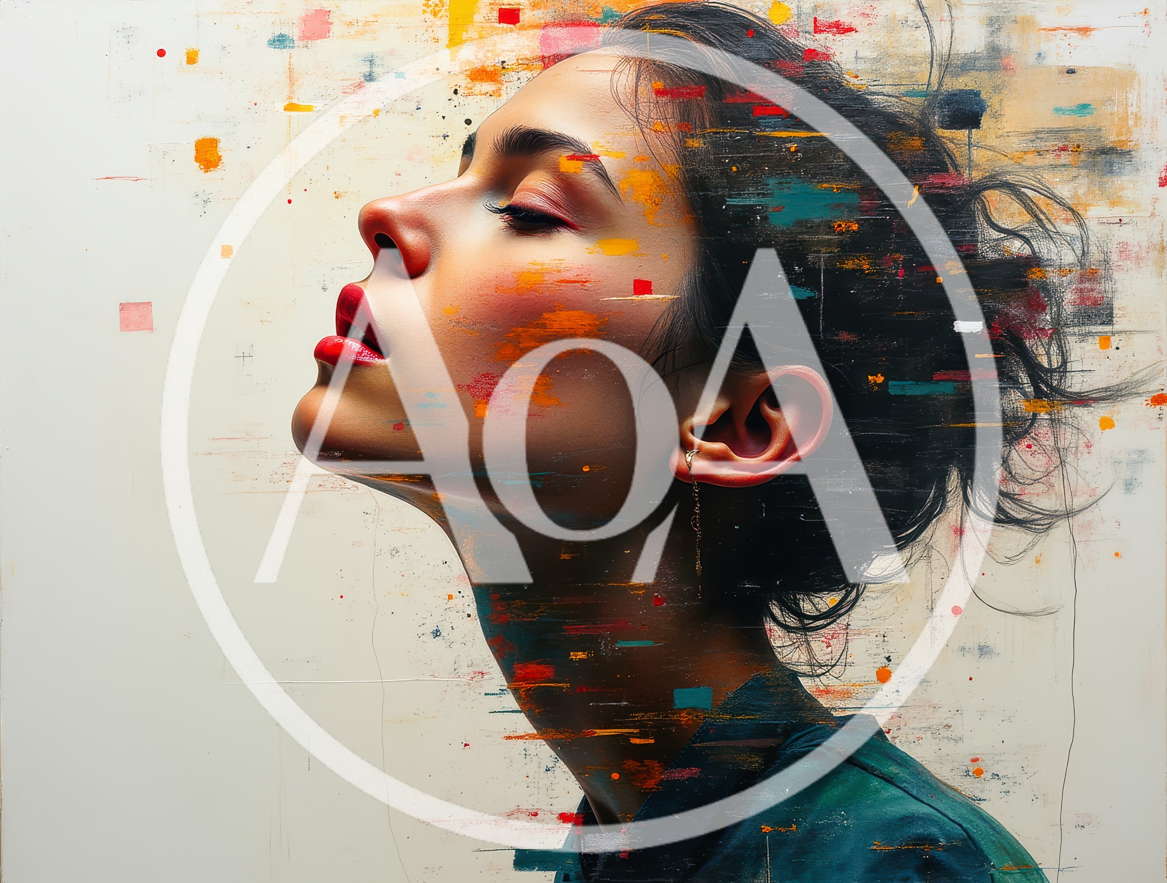 Abstract Portrait Of A Woman With Artistic Paint Splatters