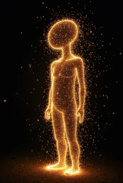 Glowing Particle Silhouette Of A Human Figure