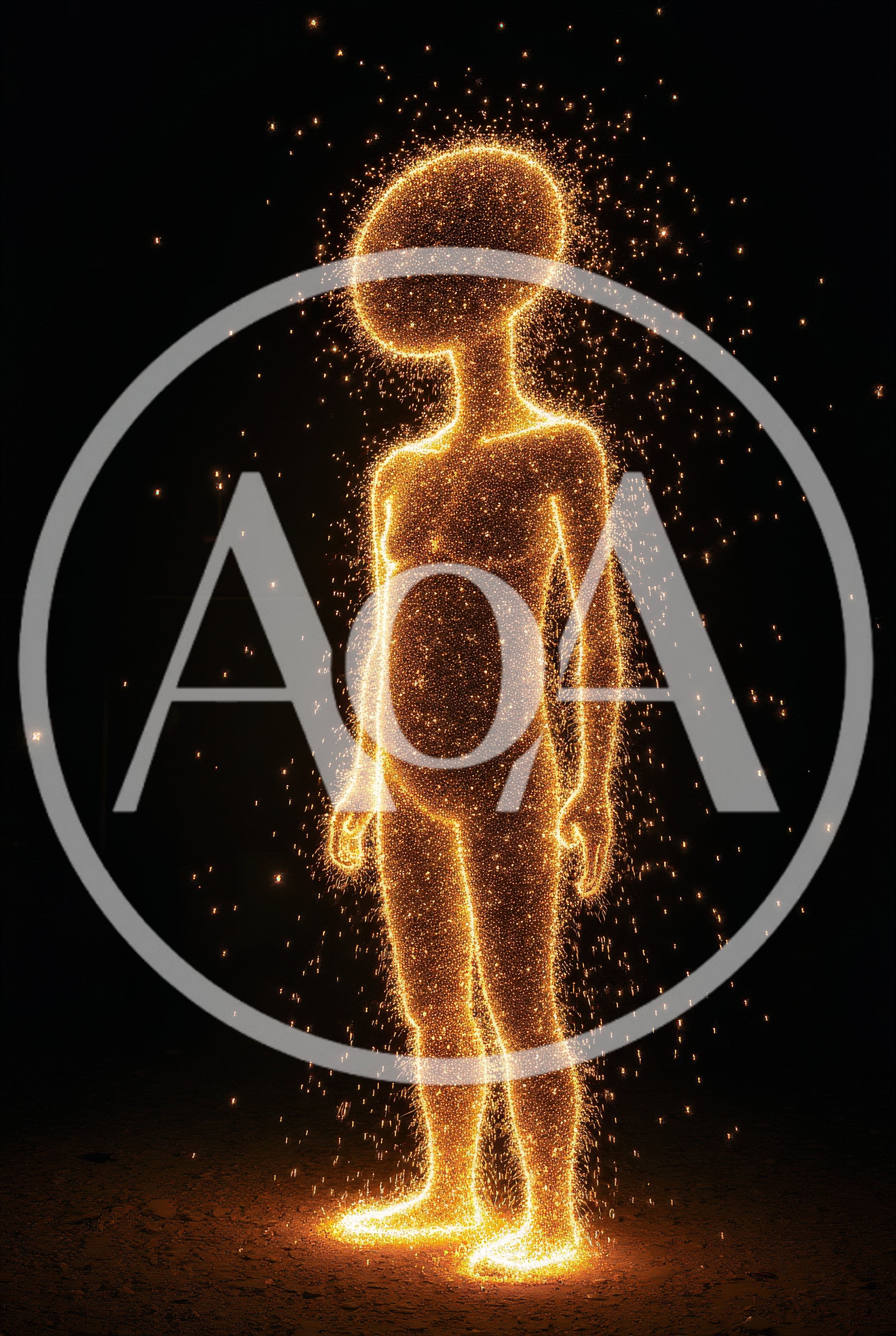 Glowing Particle Silhouette Of A Human Figure