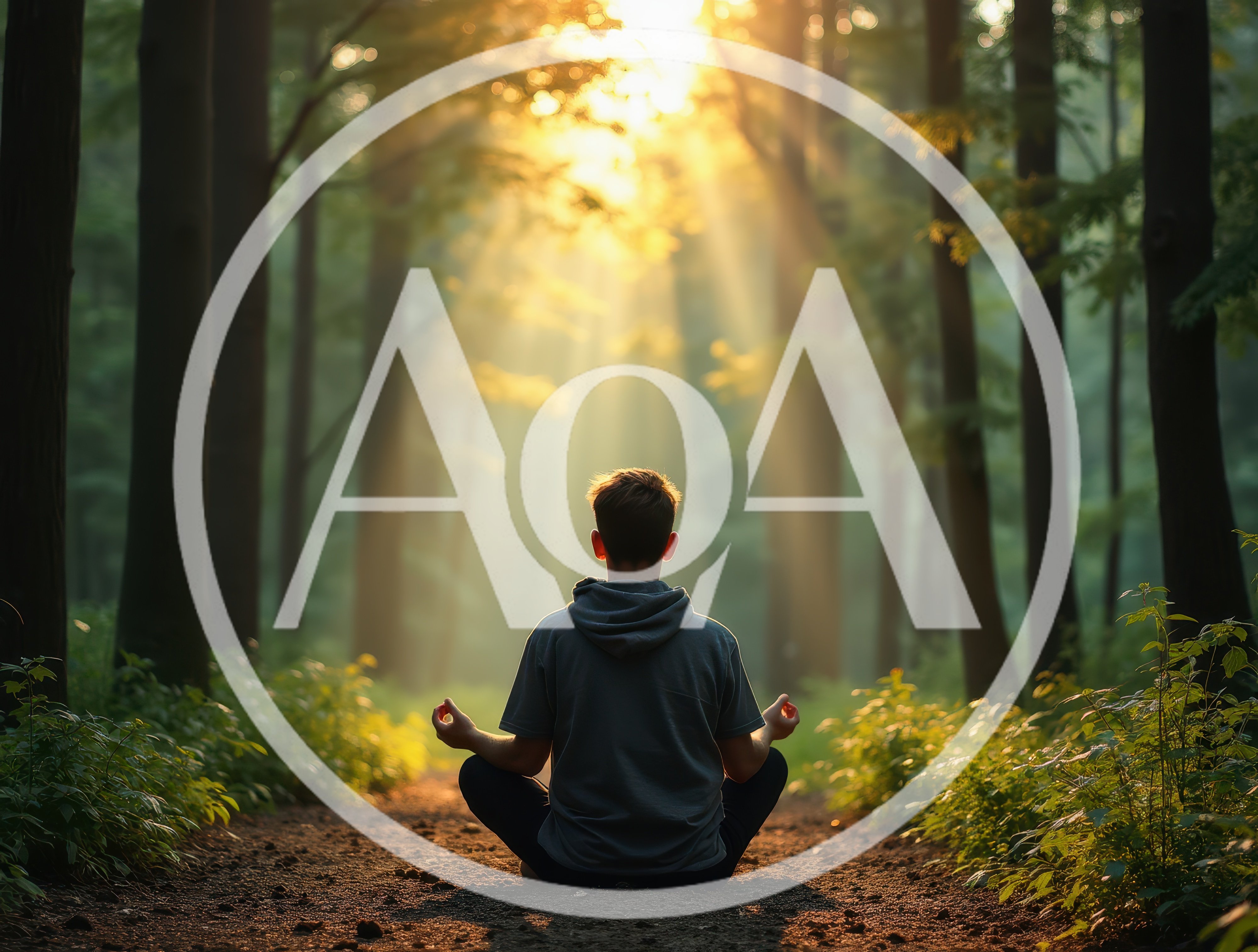 Young Man Meditating In A Sunlit Forest