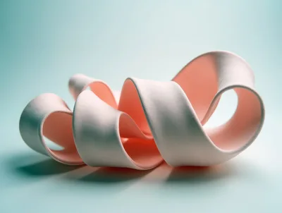 Abstract Pink Ribbon Sculpture On Soft Blue Background