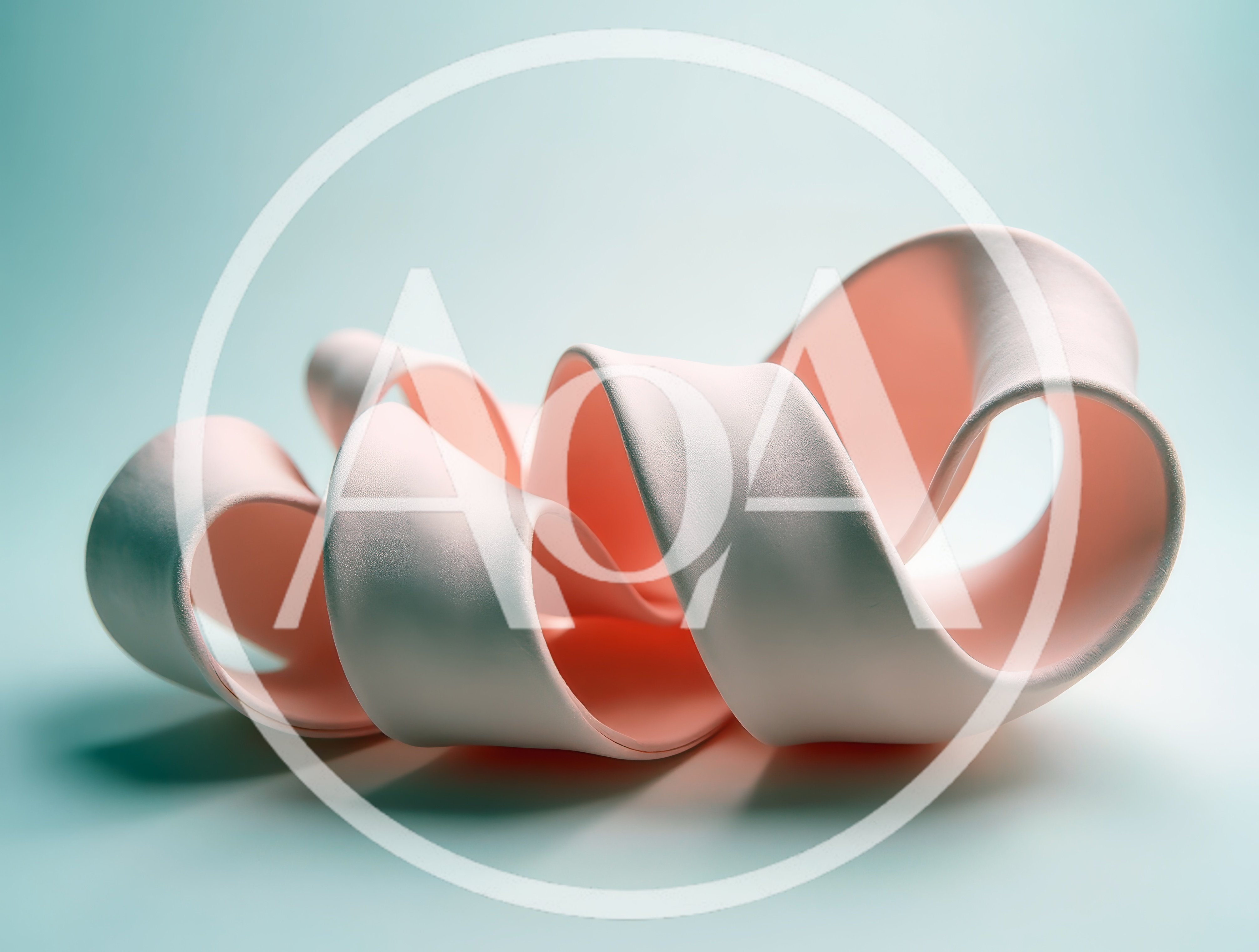 Abstract Pink Ribbon Sculpture On Soft Blue Background