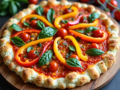 Gourmet Cauliflower Crust Pizza With Fresh Vegetables