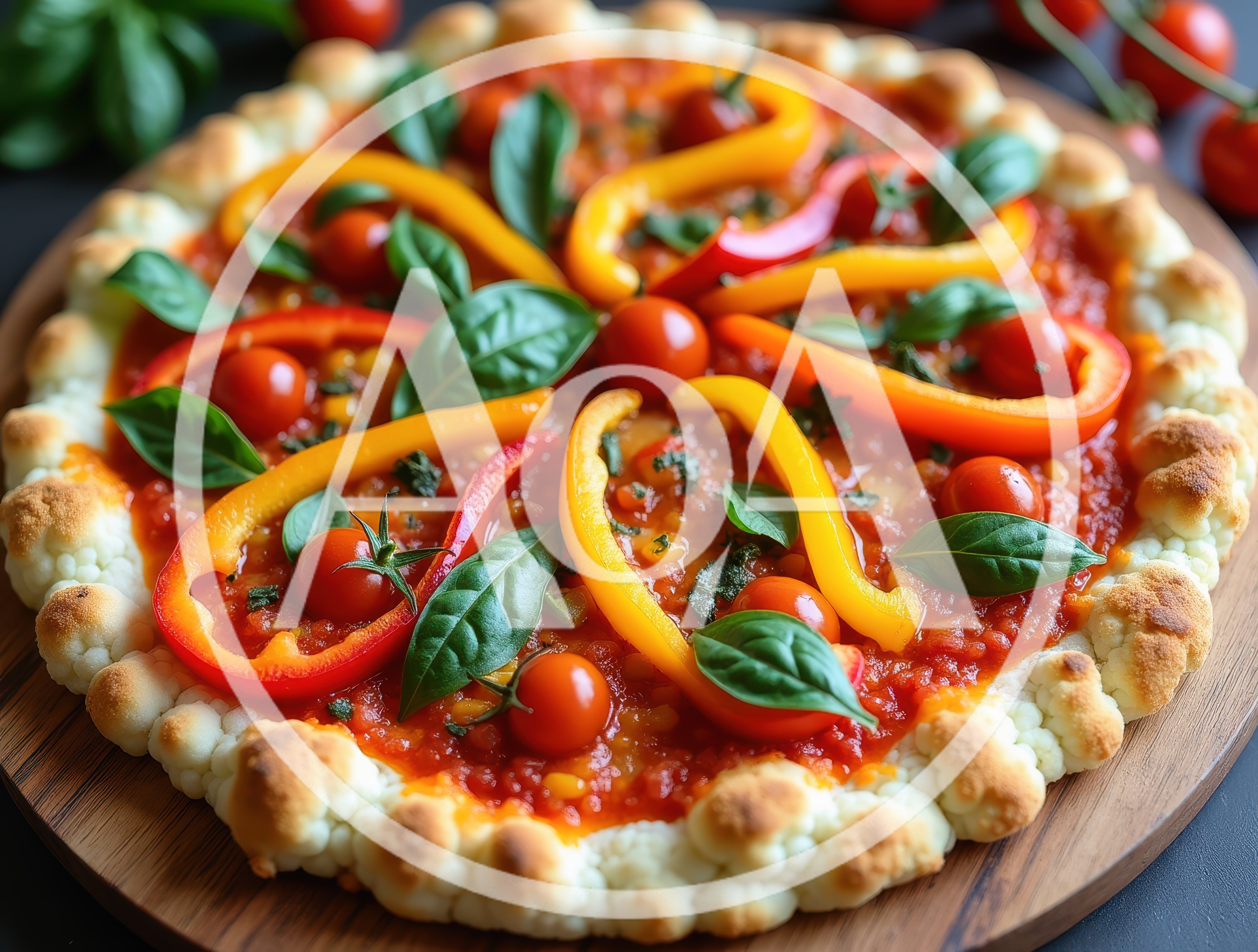 Gourmet Cauliflower Crust Pizza With Fresh Vegetables
