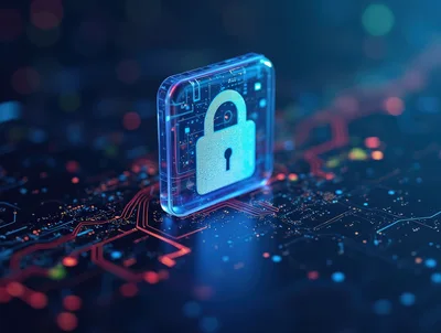 Digital Security Padlock Icon On Circuit Board
