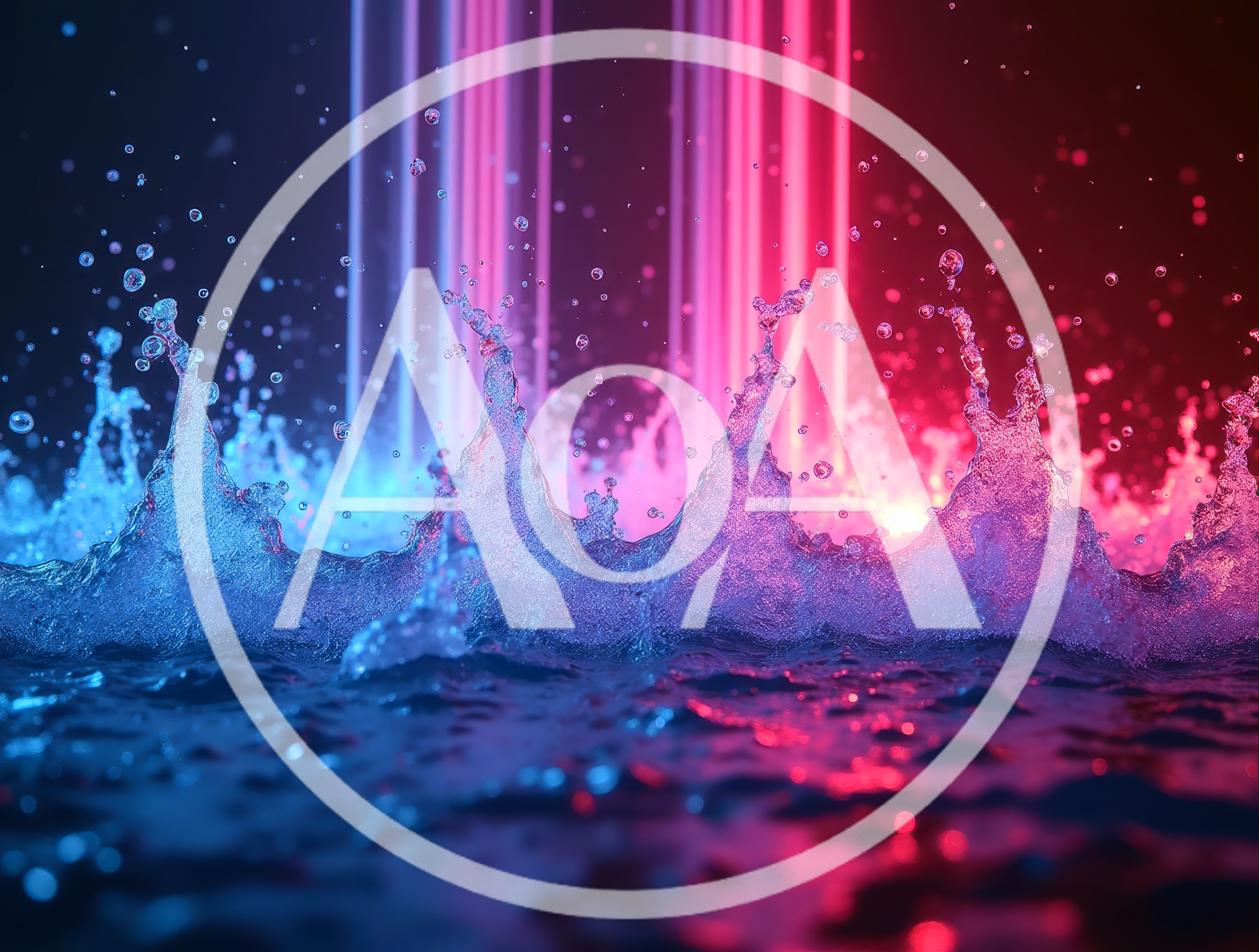 Dynamic Water Splash With Neon Blue And Pink Lighting