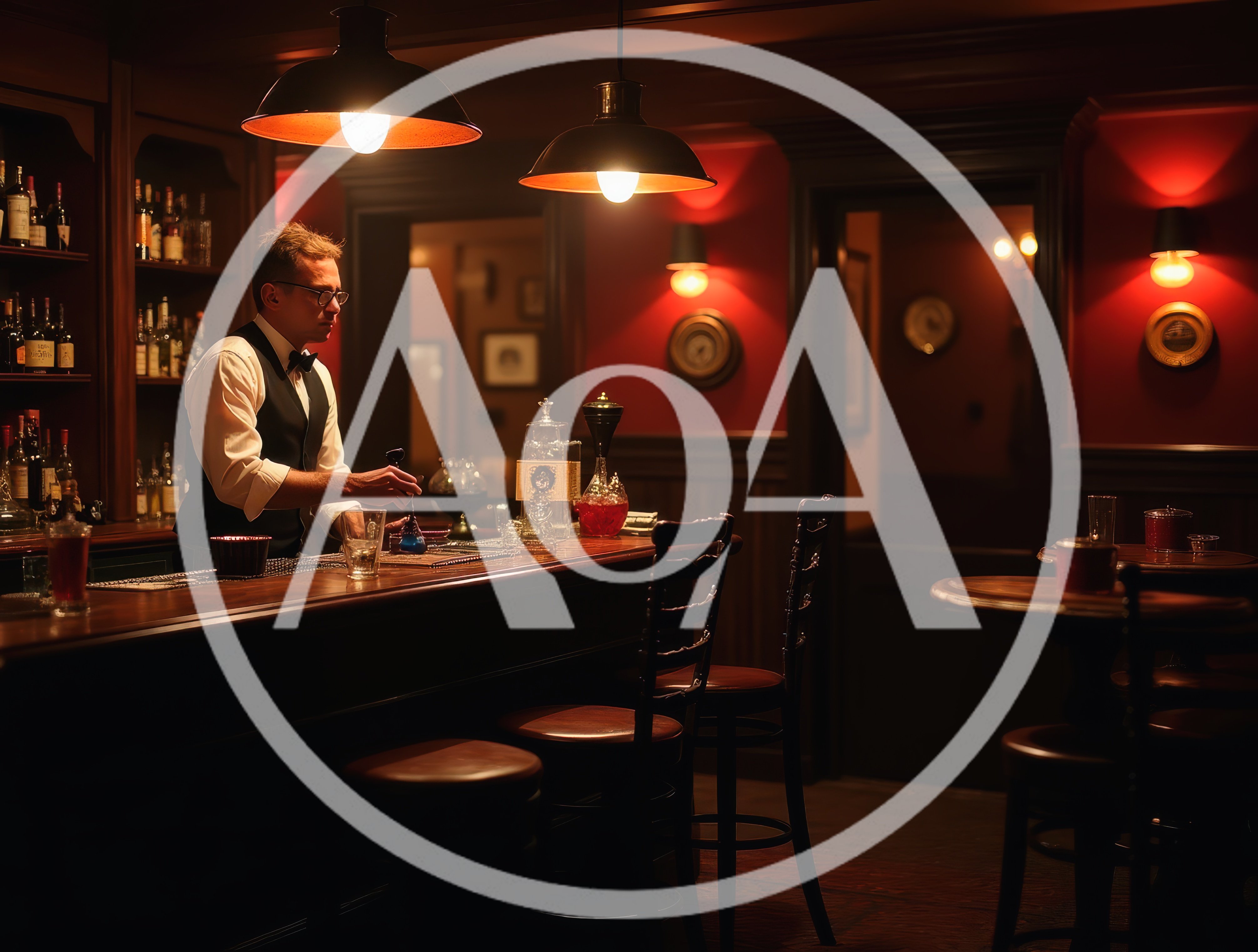 Bartender Preparing Cocktails In A Dimly Lit Vintage Bar