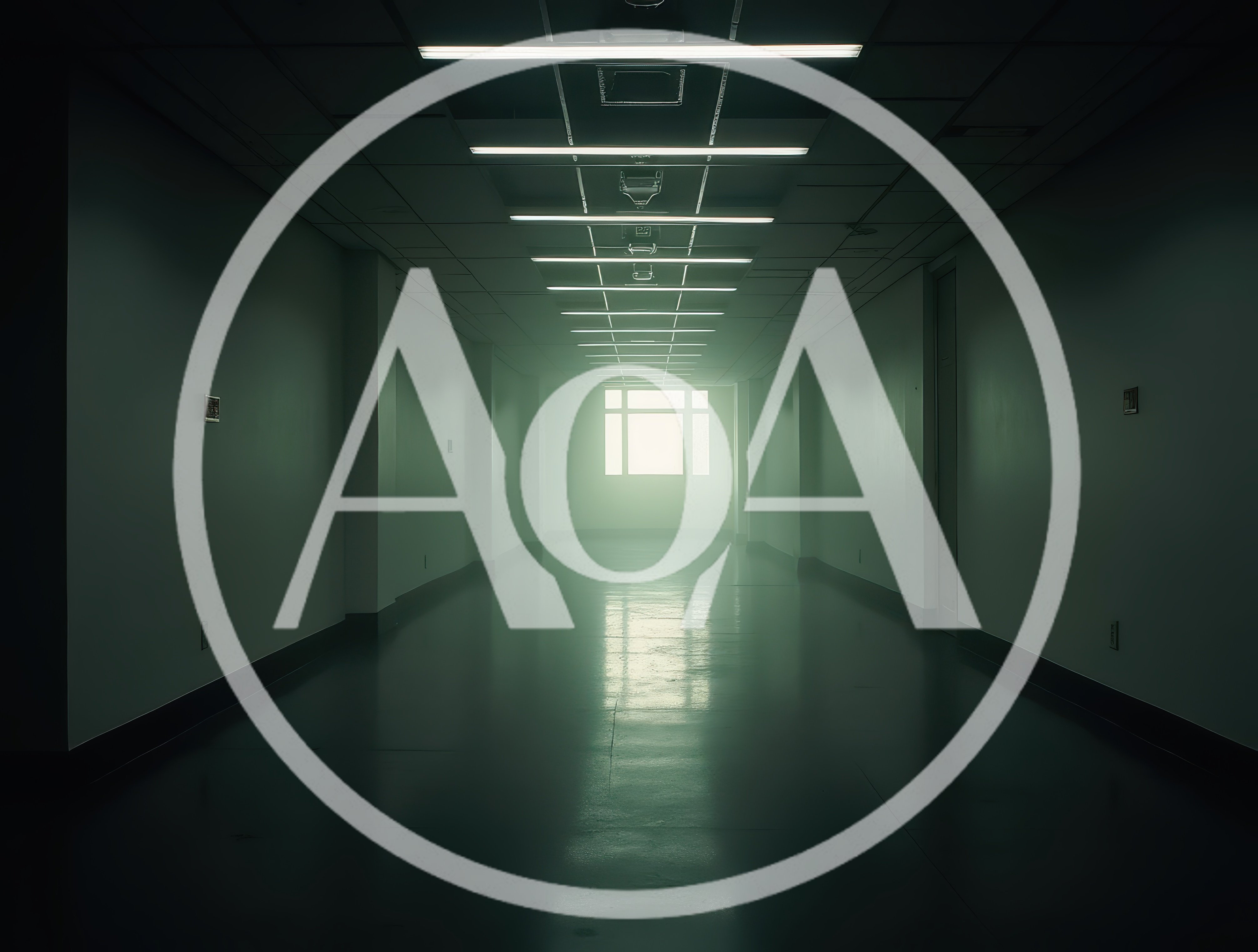 Empty Dimly Lit Hospital Corridor With Glowing Window