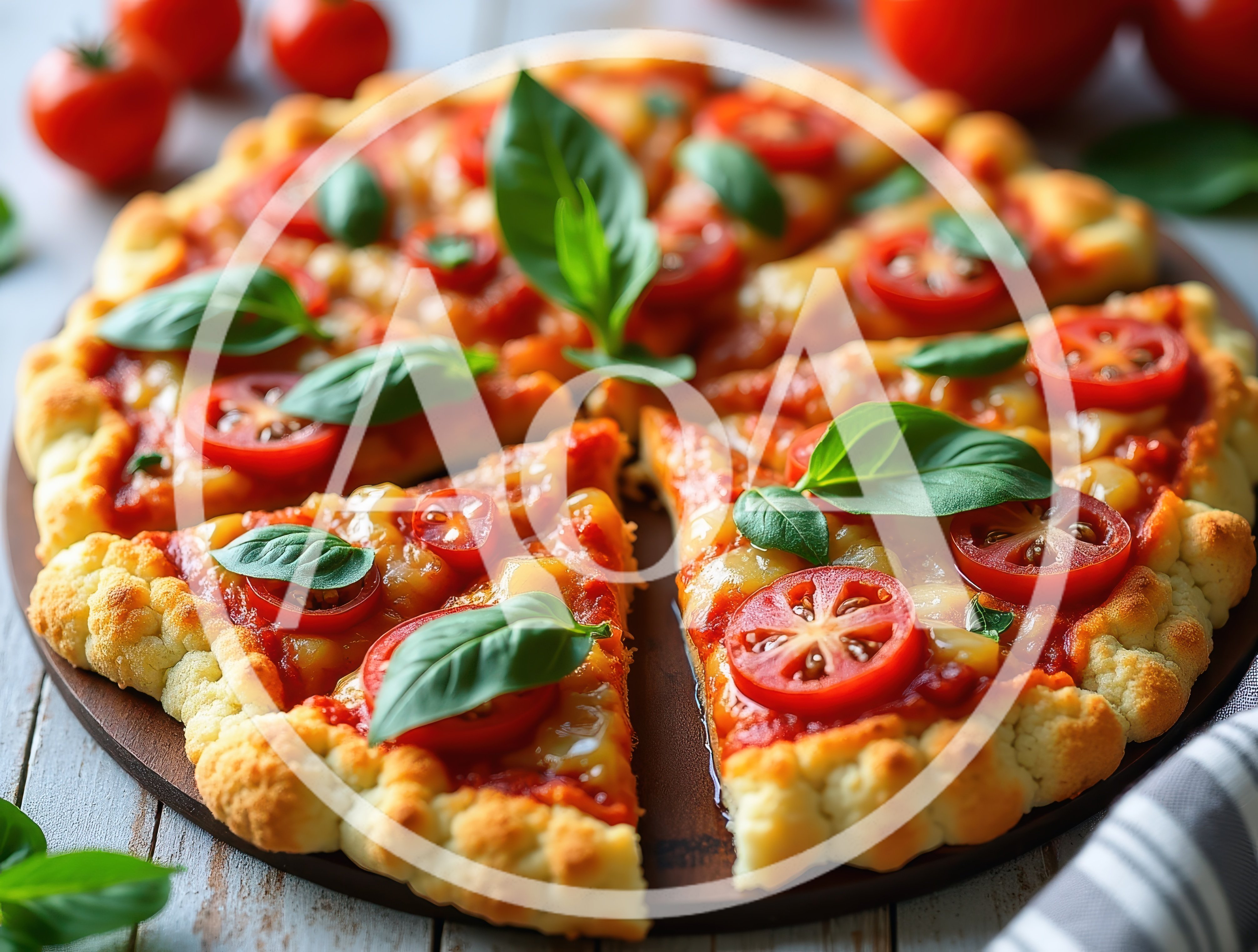 Fresh Margherita Pizza With Basil And Cherry Tomatoes