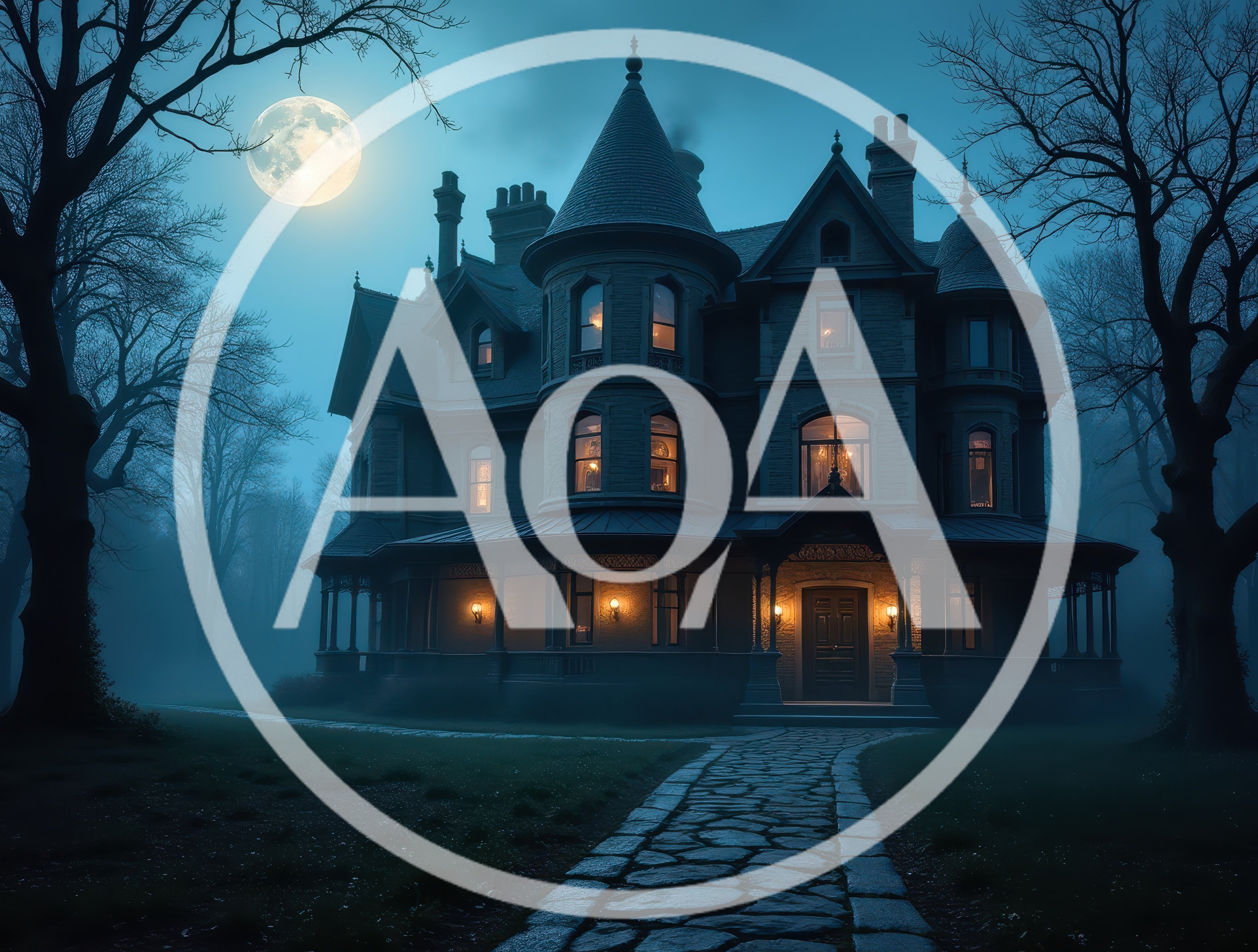 Haunted Victorian Mansion Under Full Moon