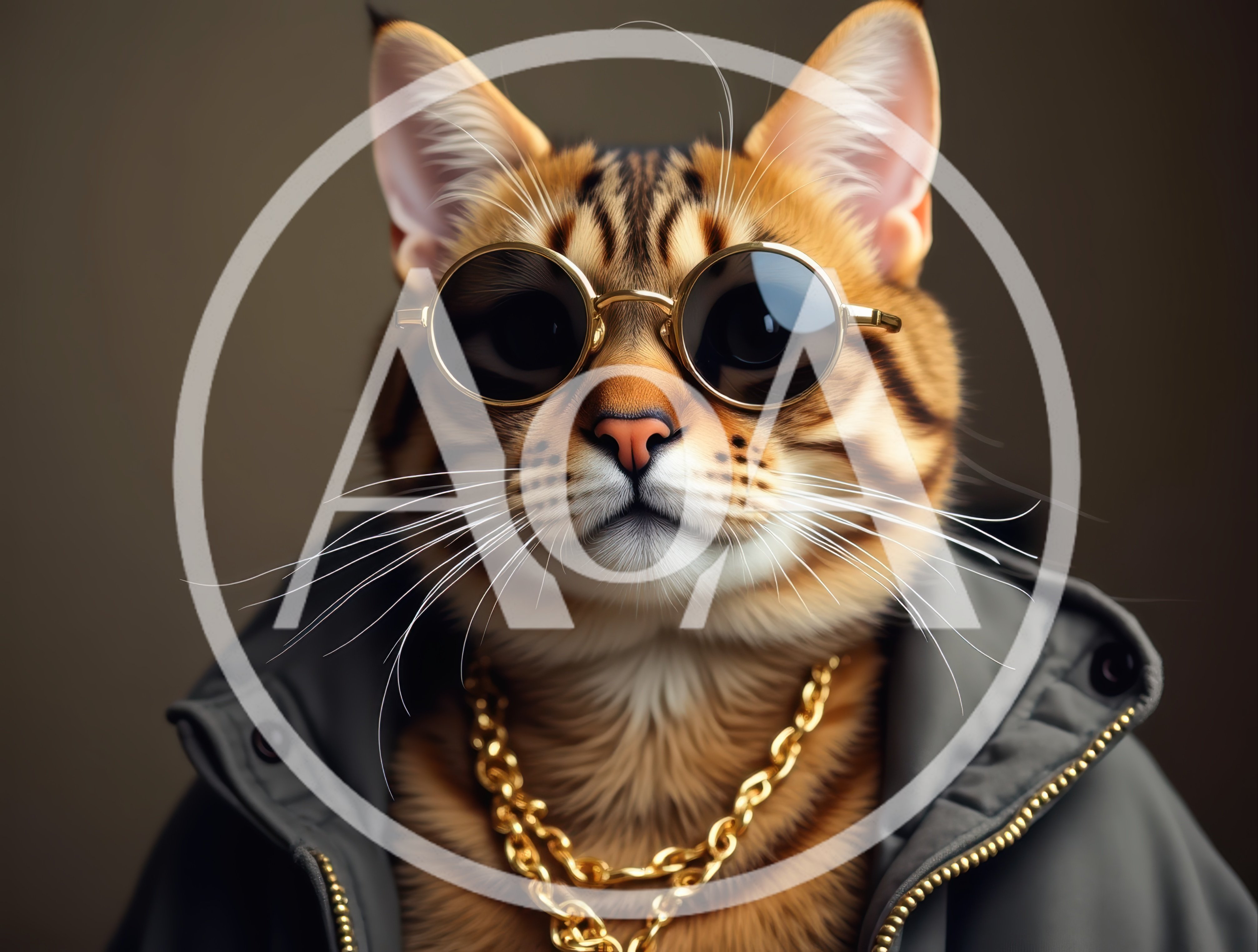 Cool Bengal Cat Wearing Sunglasses And Gold Chain