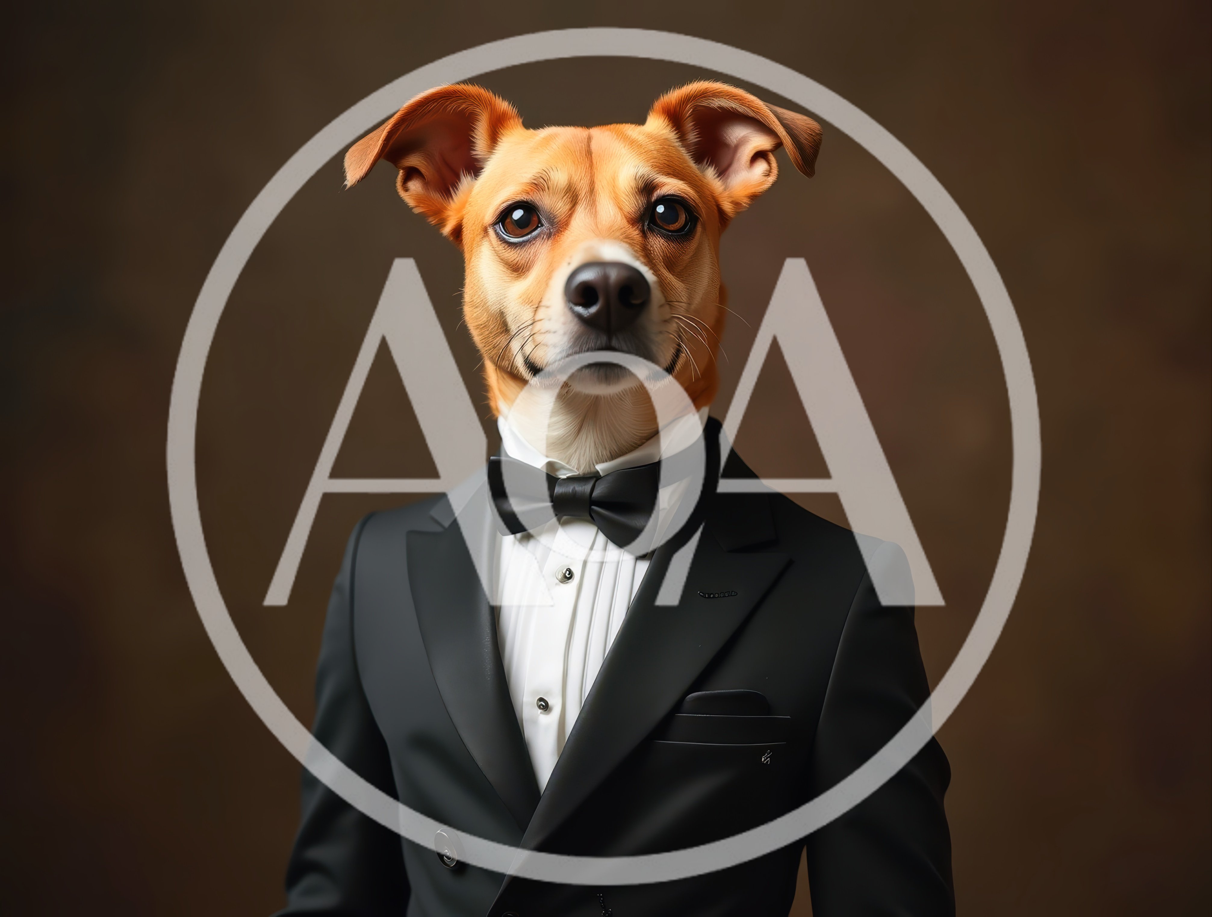 Portrait Of A Dog Wearing A Formal Tuxedo