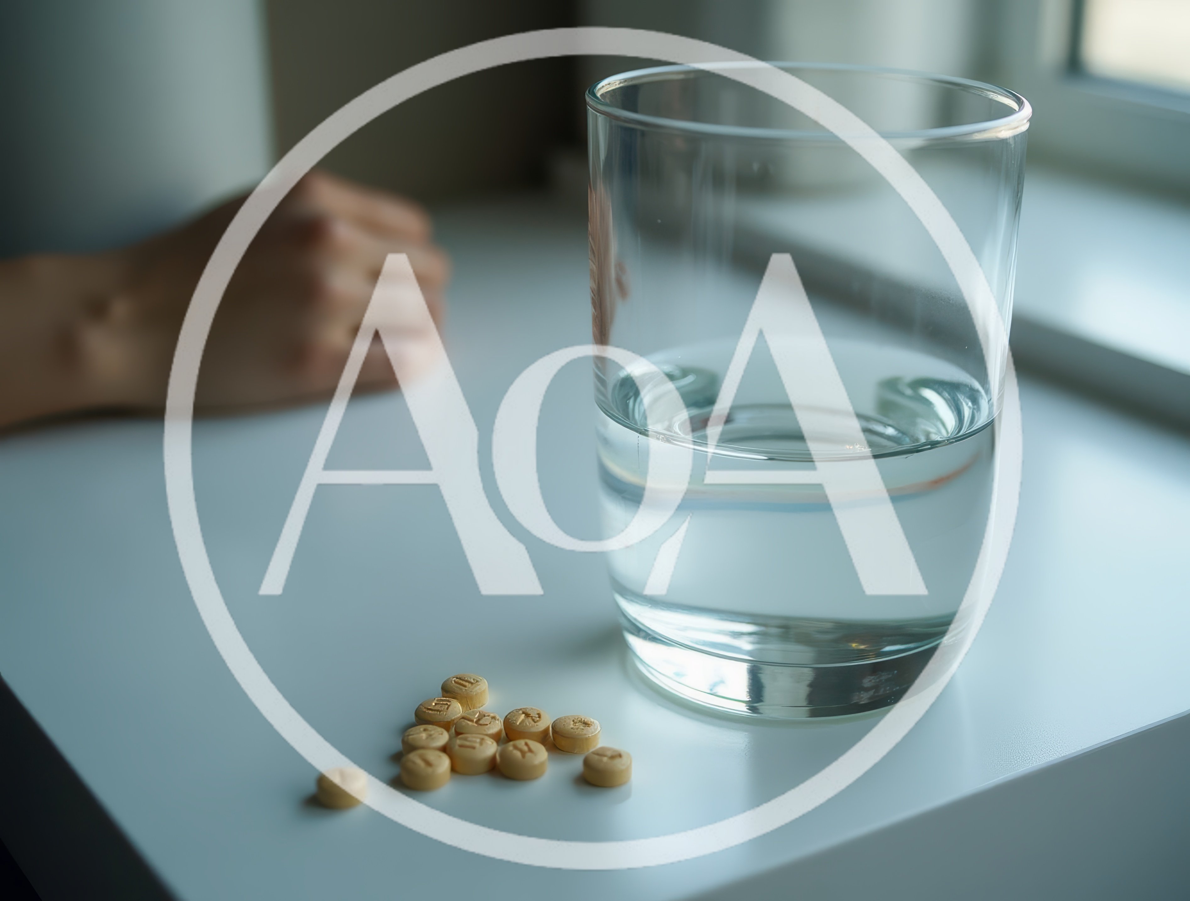 Pills And A Glass Of Water On A Table