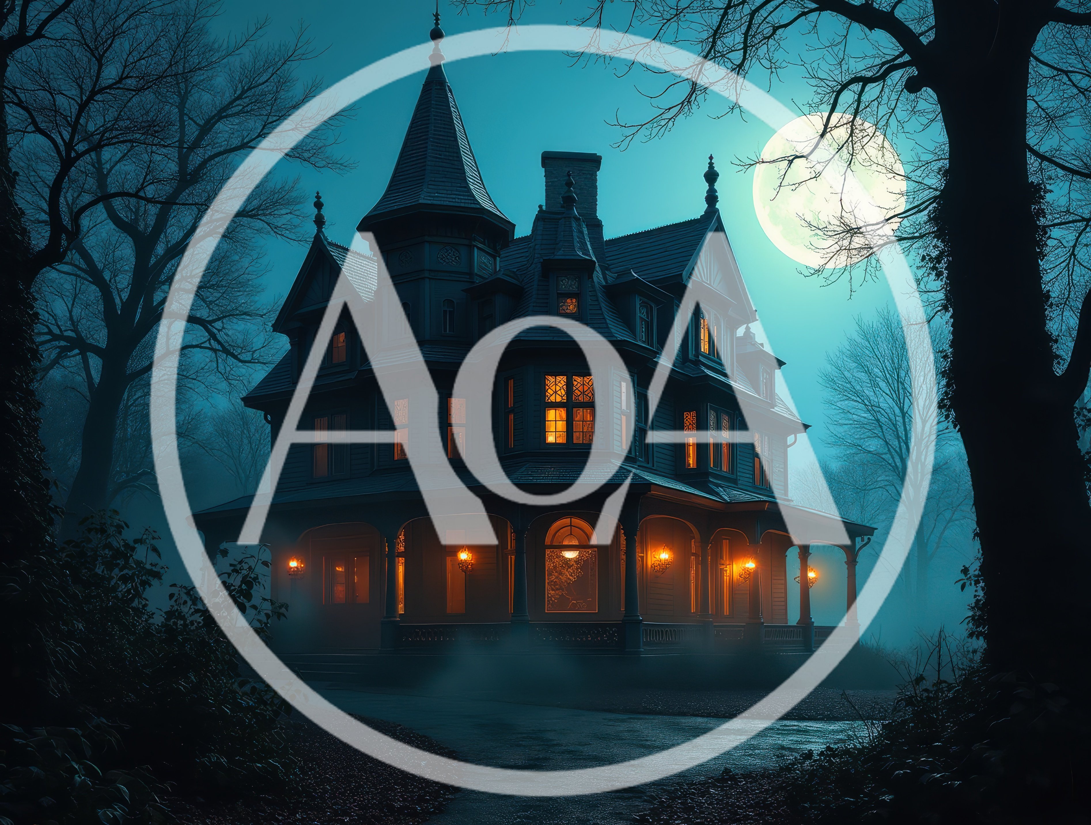 Haunted Victorian Mansion Under Full Moon