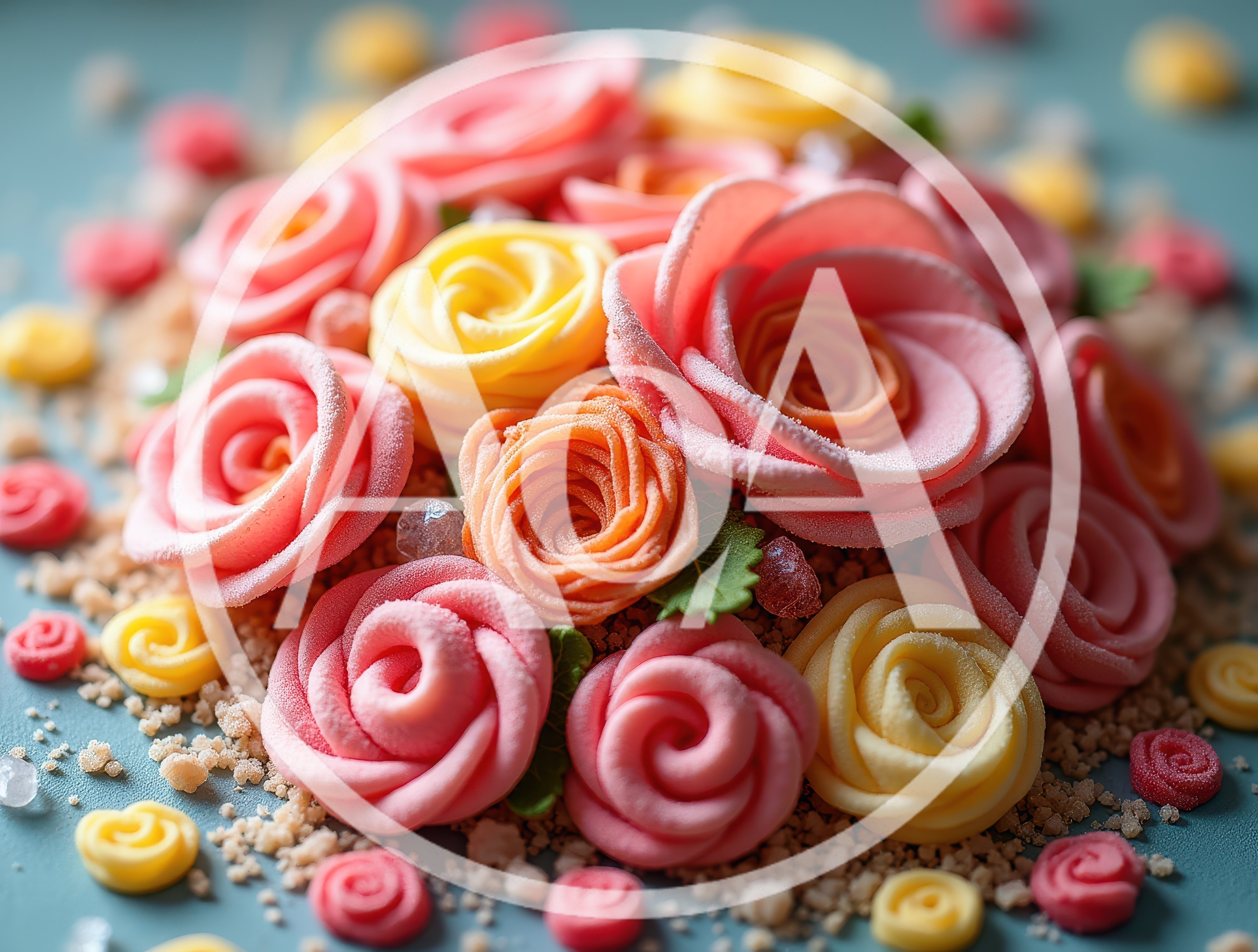 Assorted Pastel Colored Rose Shaped Confectionery Treats