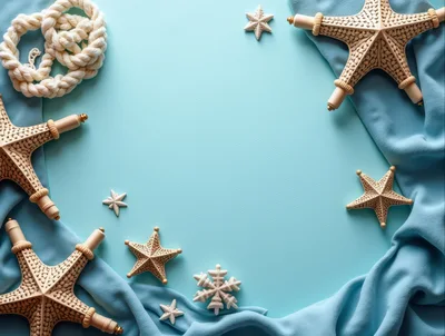 Coastal Themed Flat Lay With Starfish And Rope