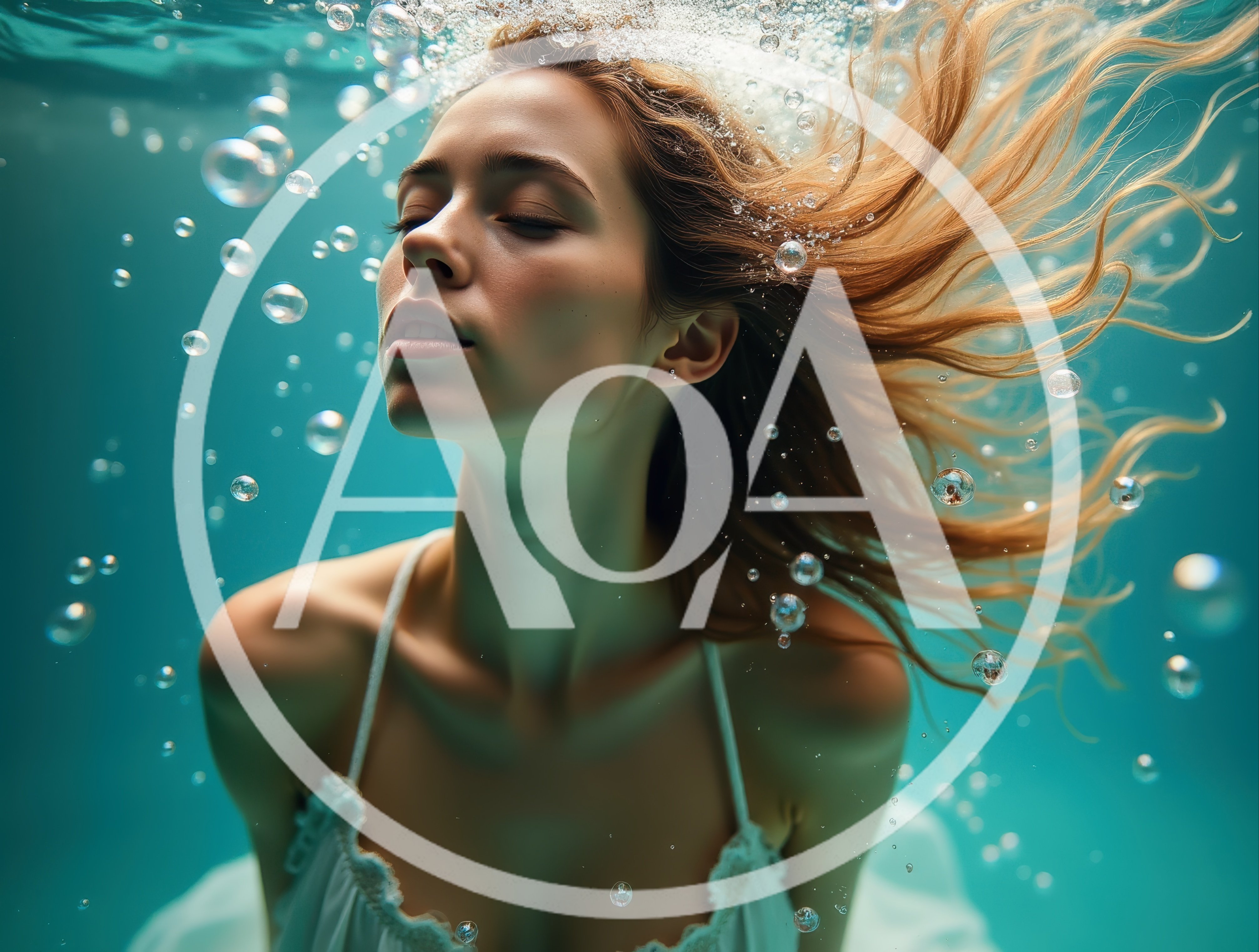 Young Woman Swimming Underwater With Flowing Hair