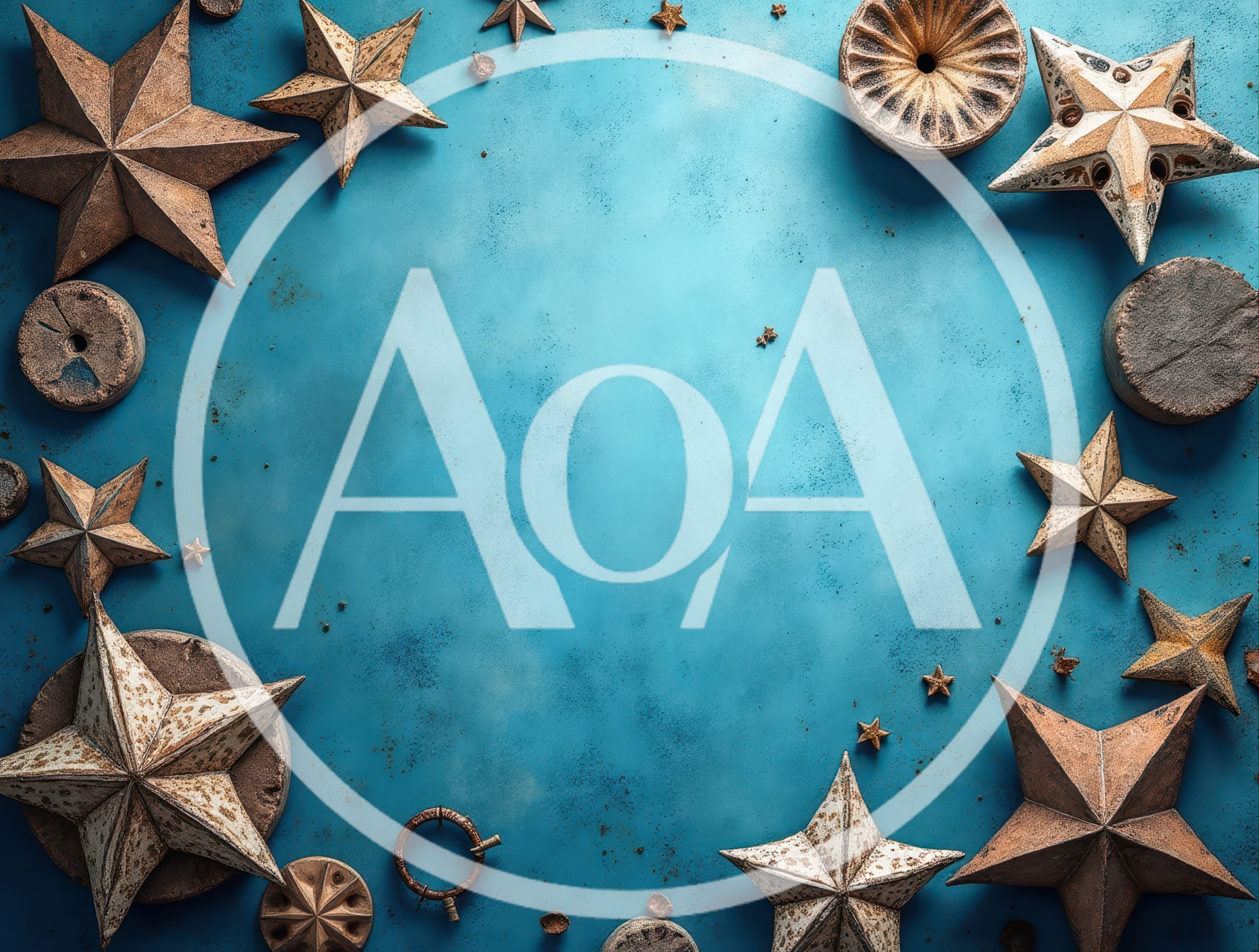 Rustic Christmas Stars Arranged on Blue Textured Background